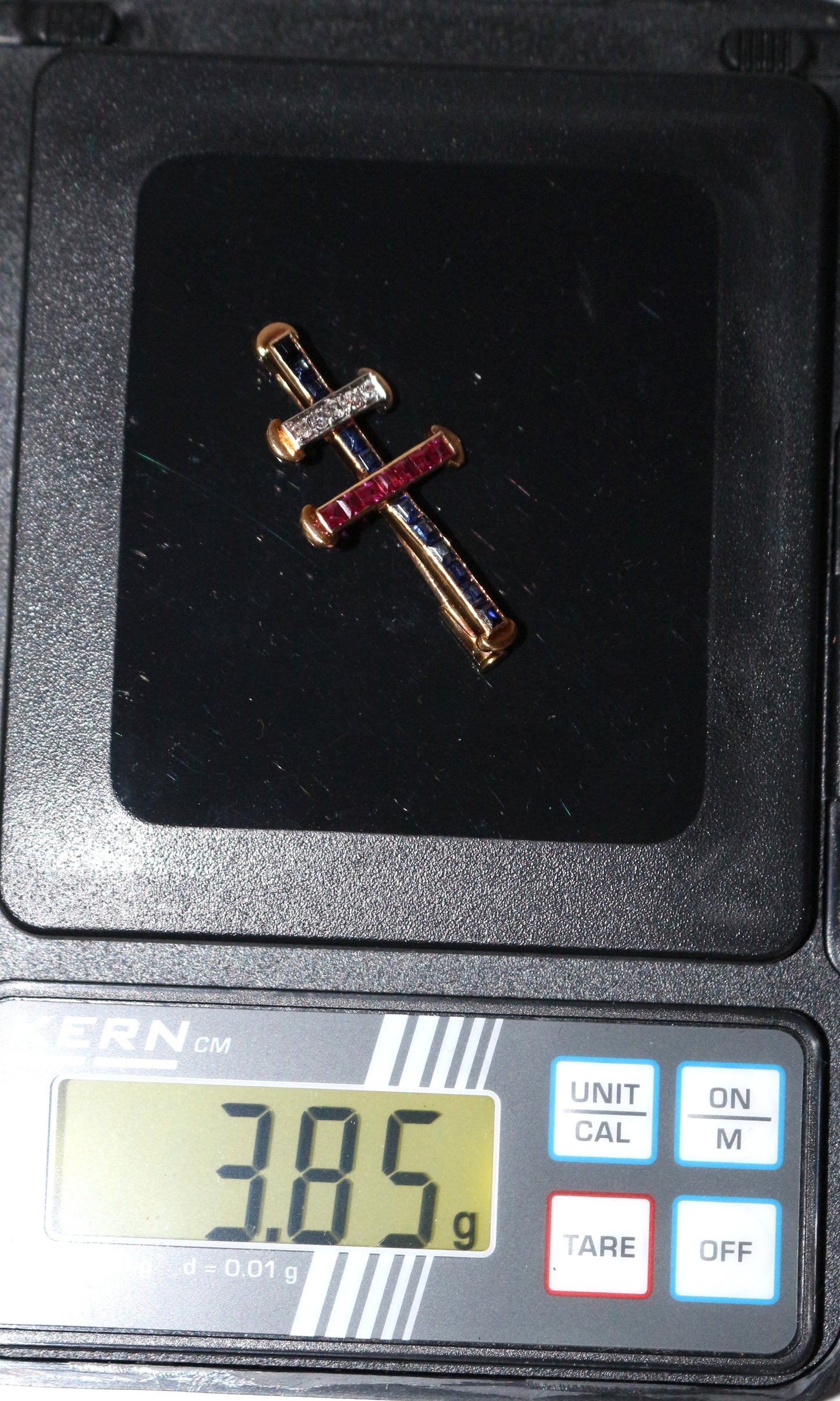 Croix De Lorraine Rubis, Saphirs, Diamants Or Jaune