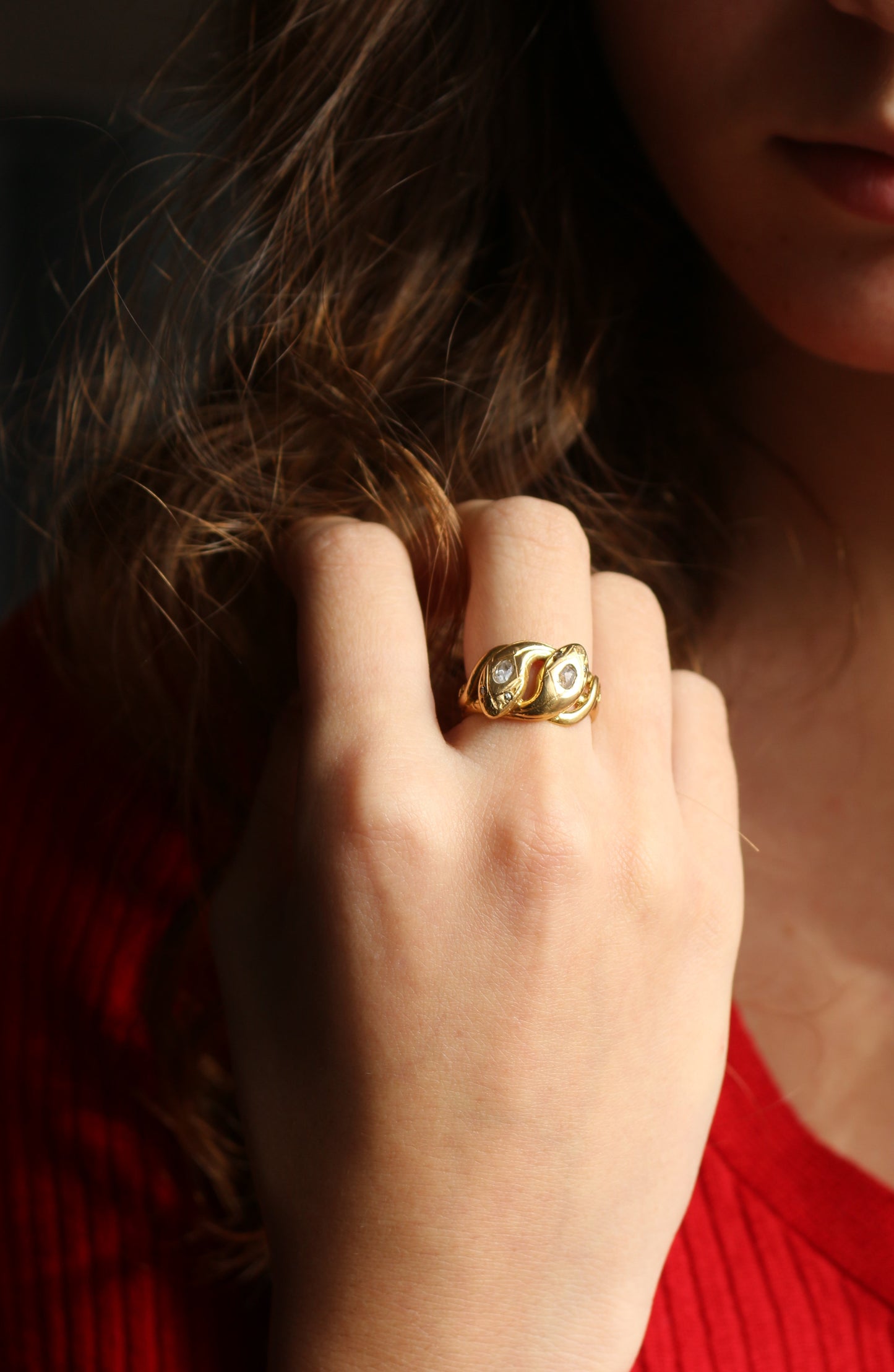 Bague double serpent XIXe