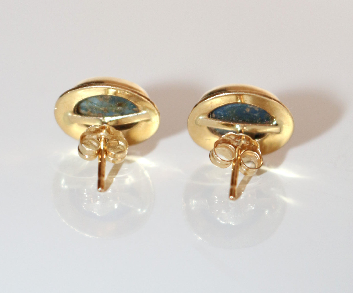 Paire De Puces d'Oreilles Opales Noires Or Jaune