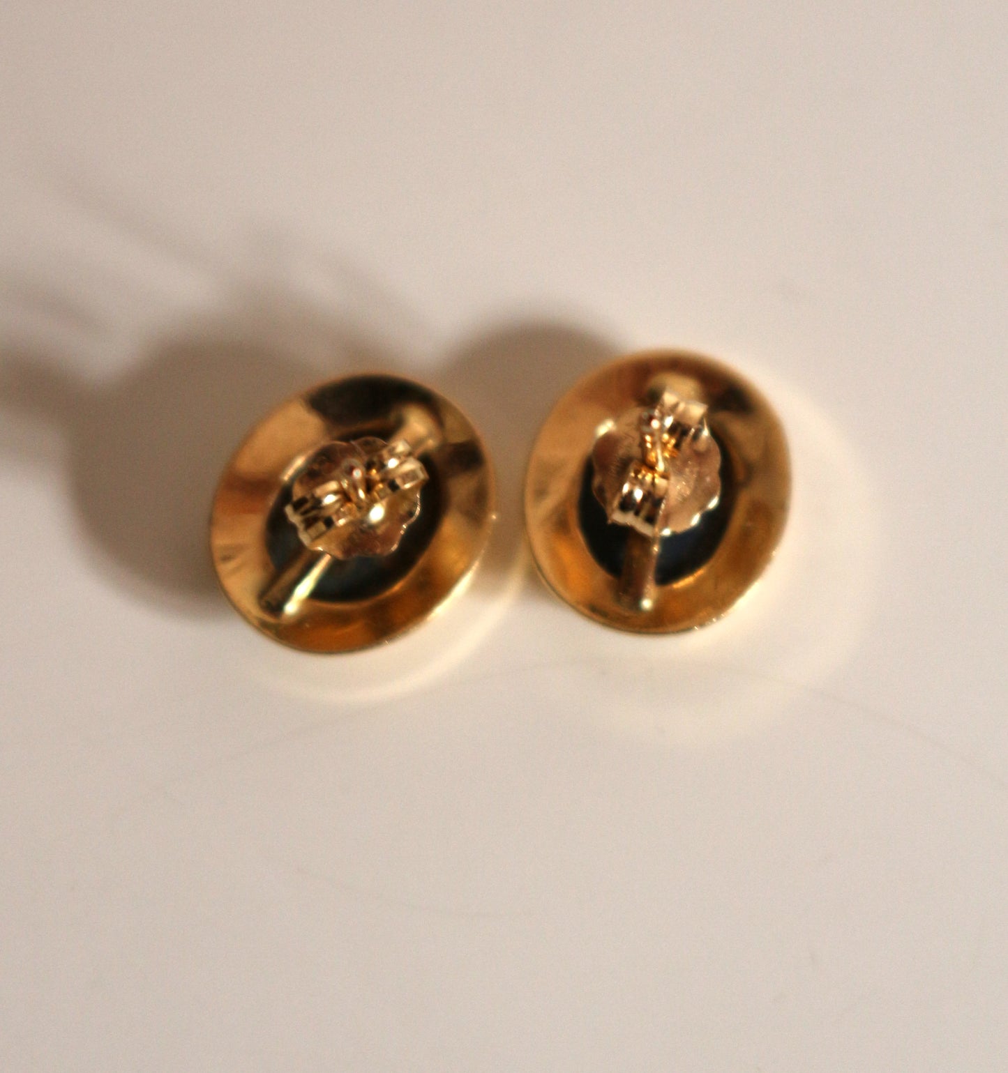 Paire De Puces d'Oreilles Opales Noires Or Jaune