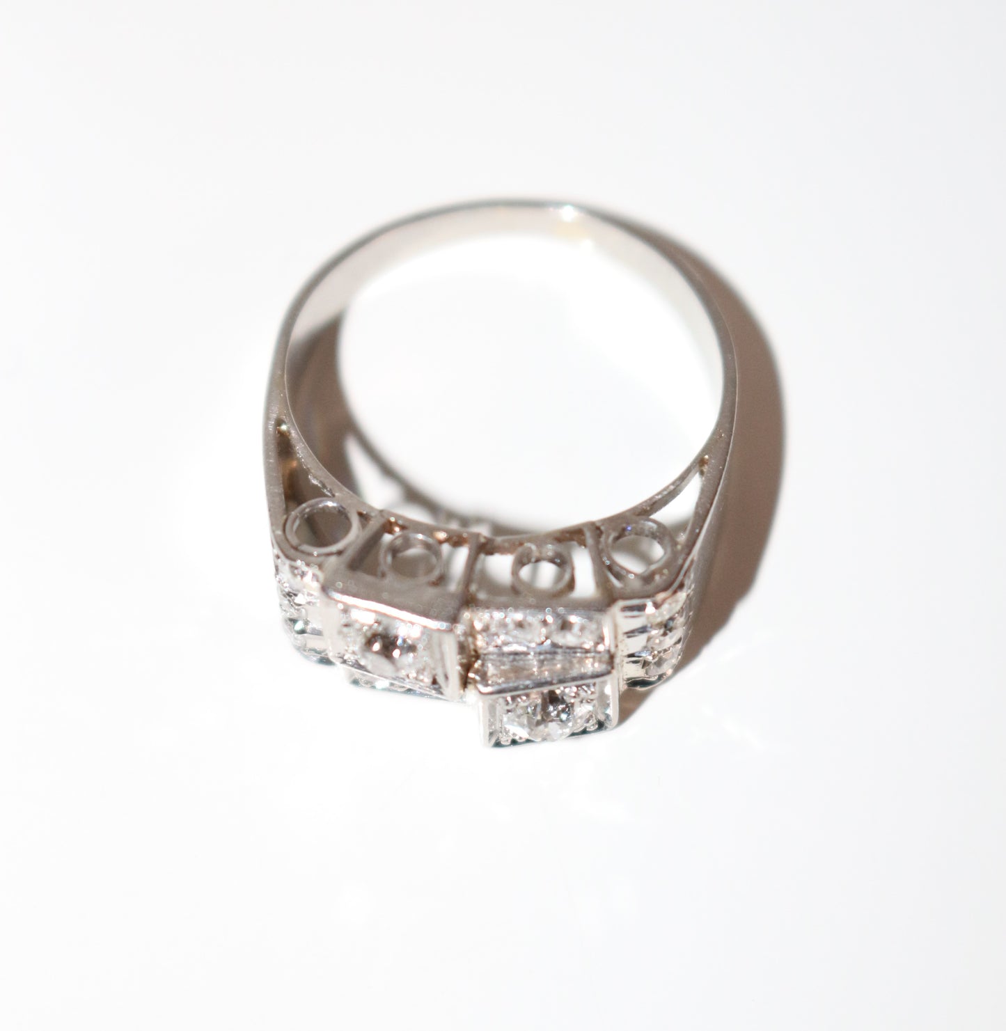 Bague Art Déco Platine Et Diamants