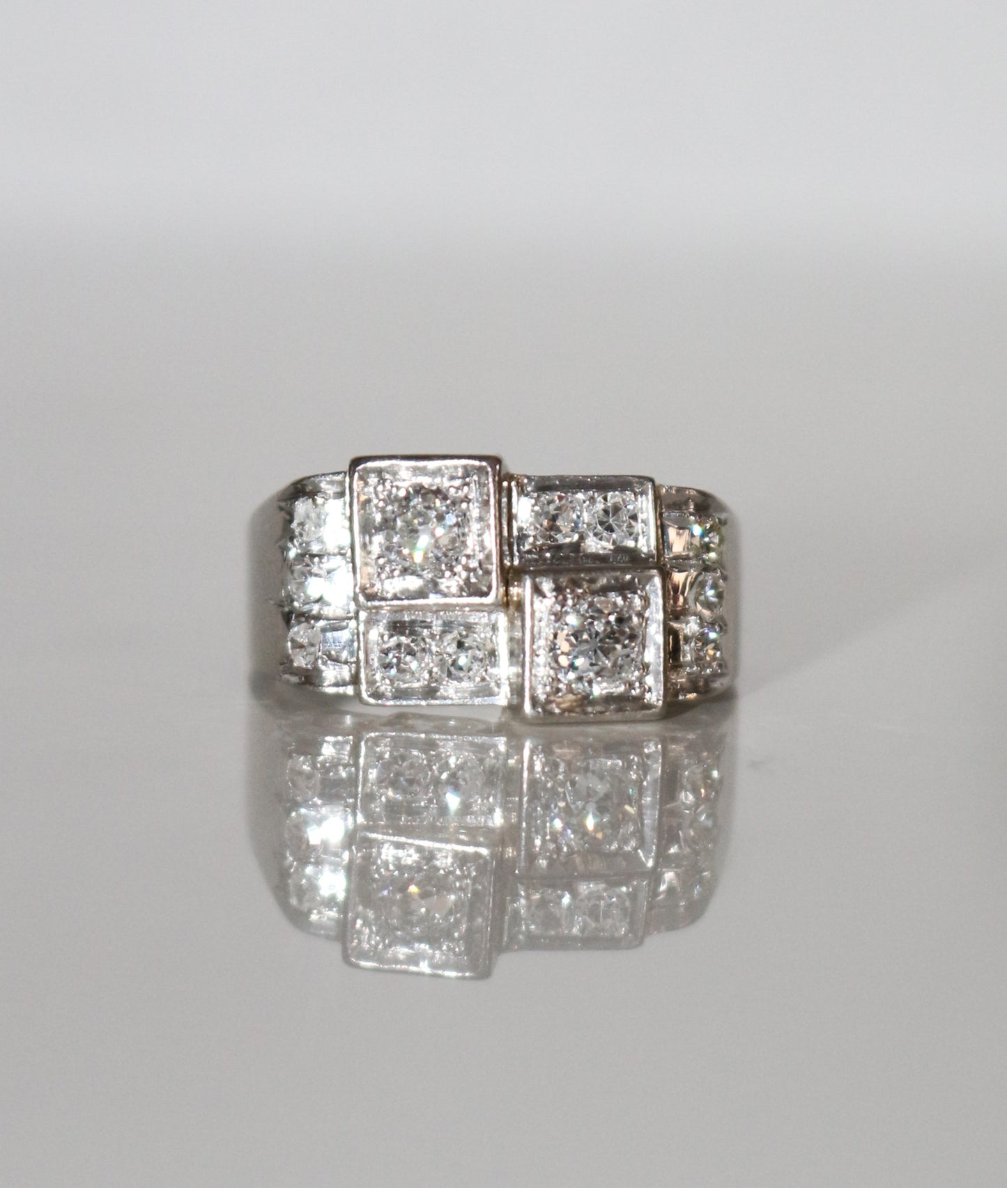 Bague Art Déco Platine Et Diamants