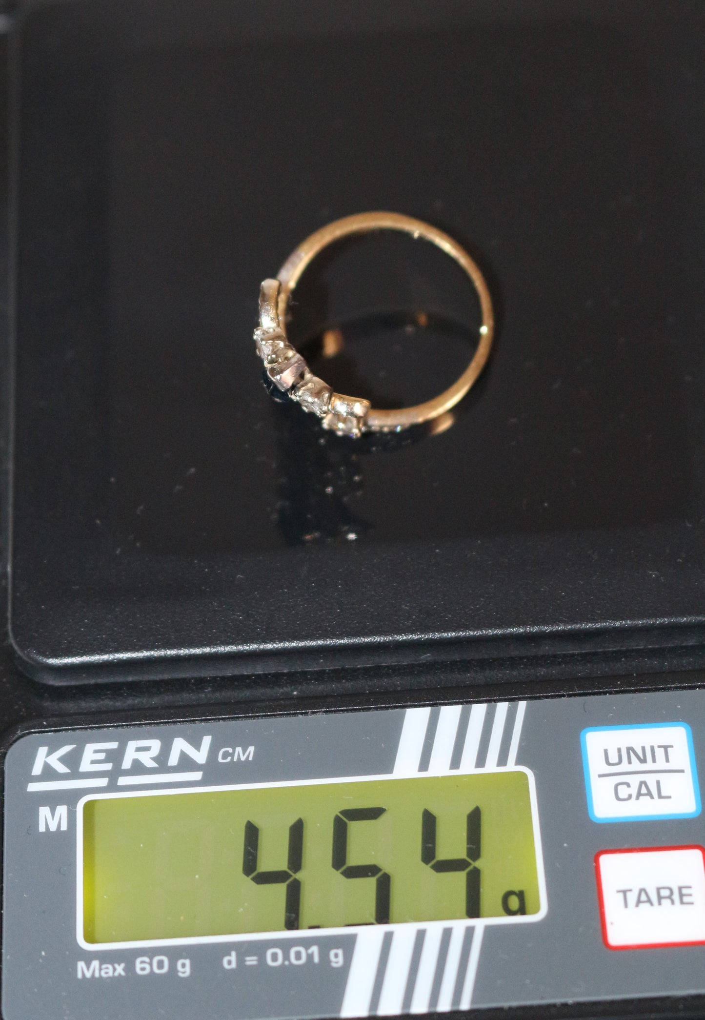 Bague Aigrette Diamants Saphir  deux ors