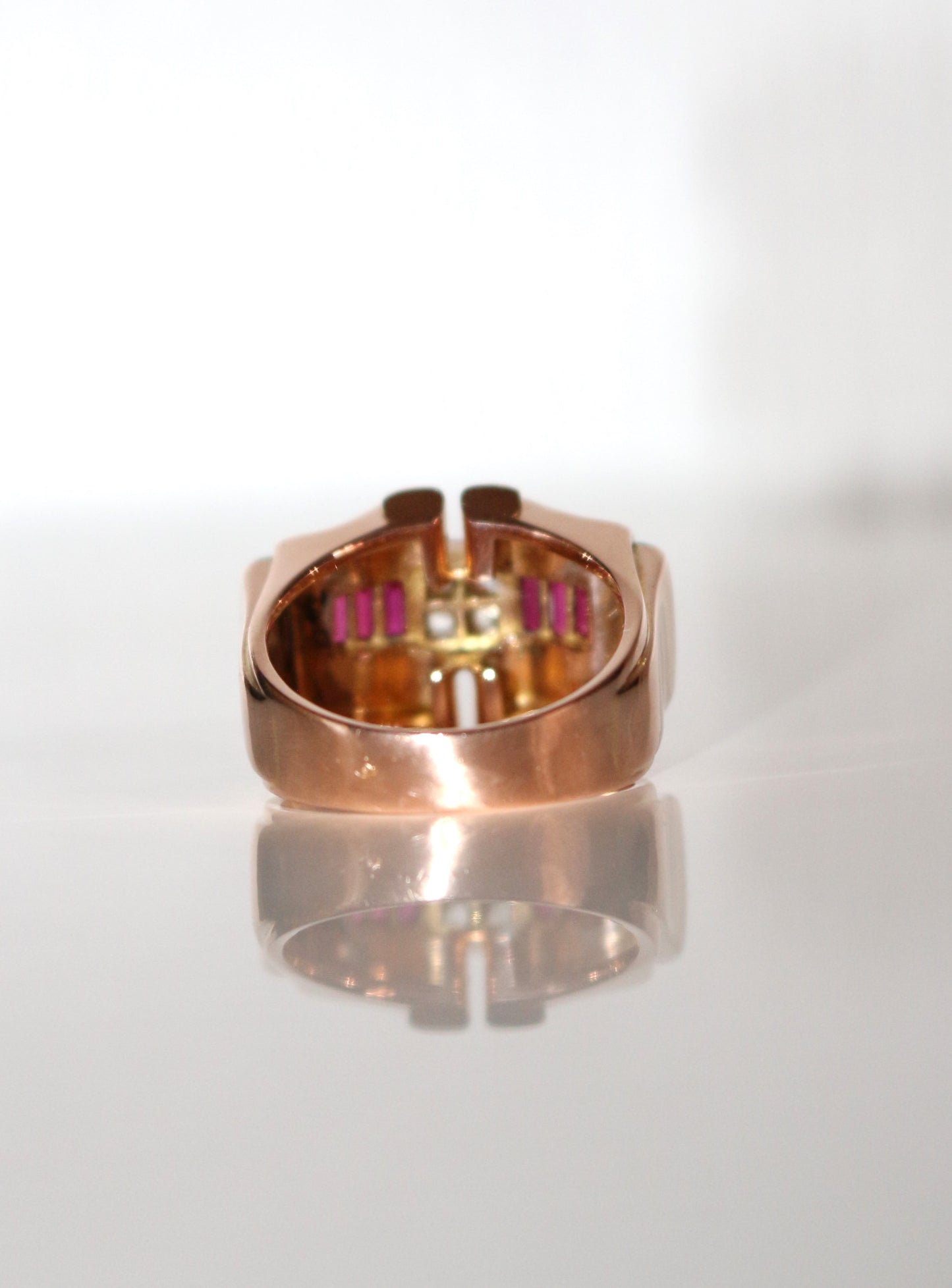 Bague Rétro Rubis Et Diamants