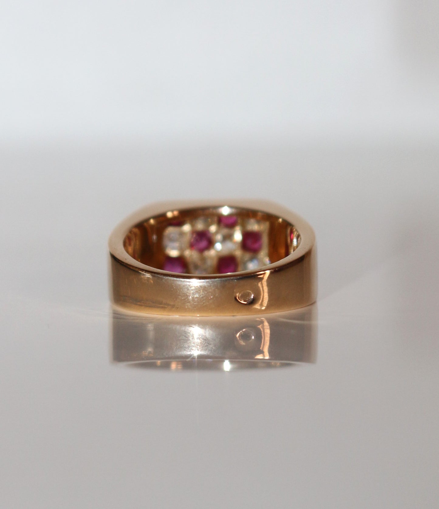 Bague Chevalière Rubis Et Diamants unisexe