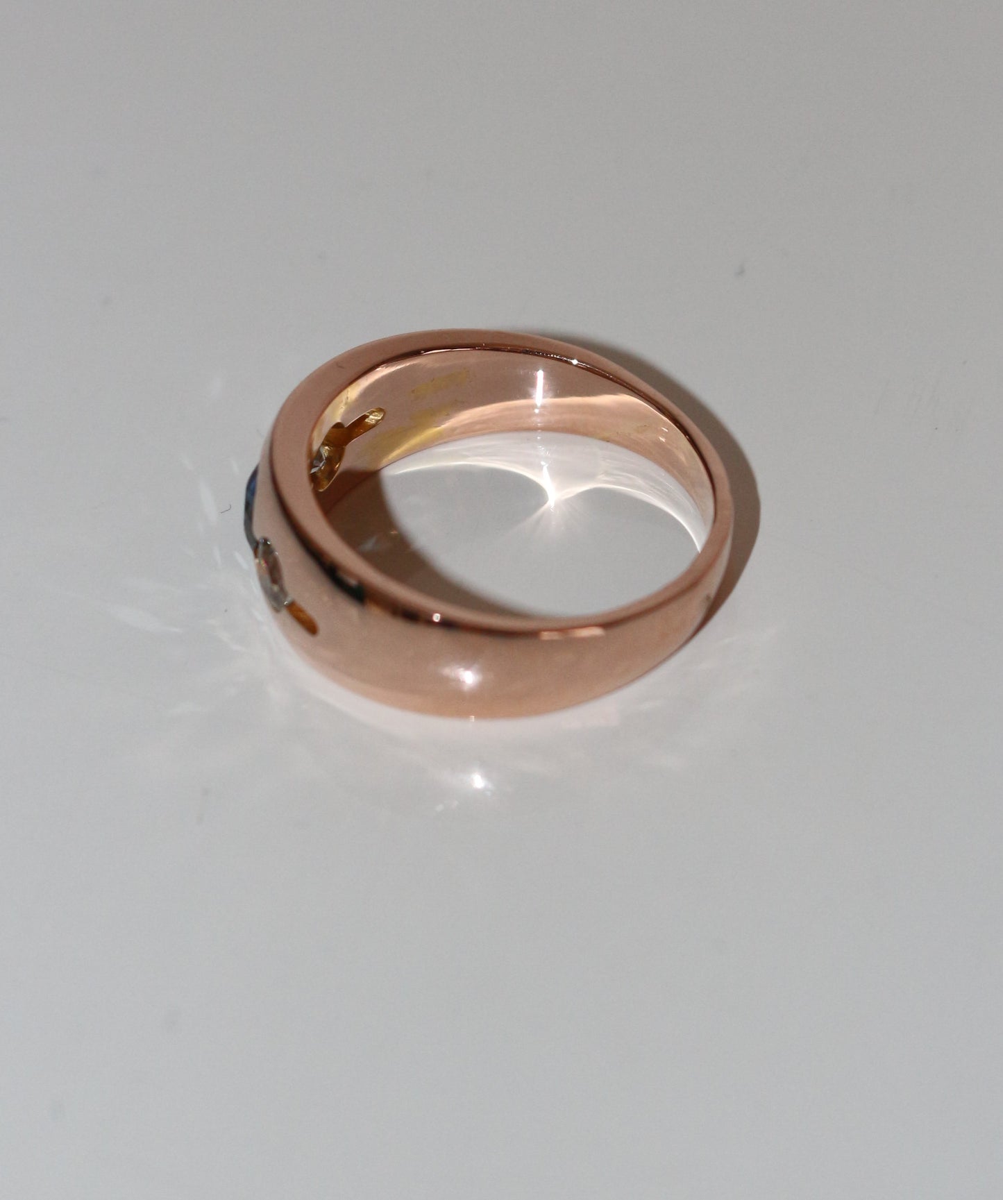 Bague Bandeau Or Rose Saphir Et Diamants
