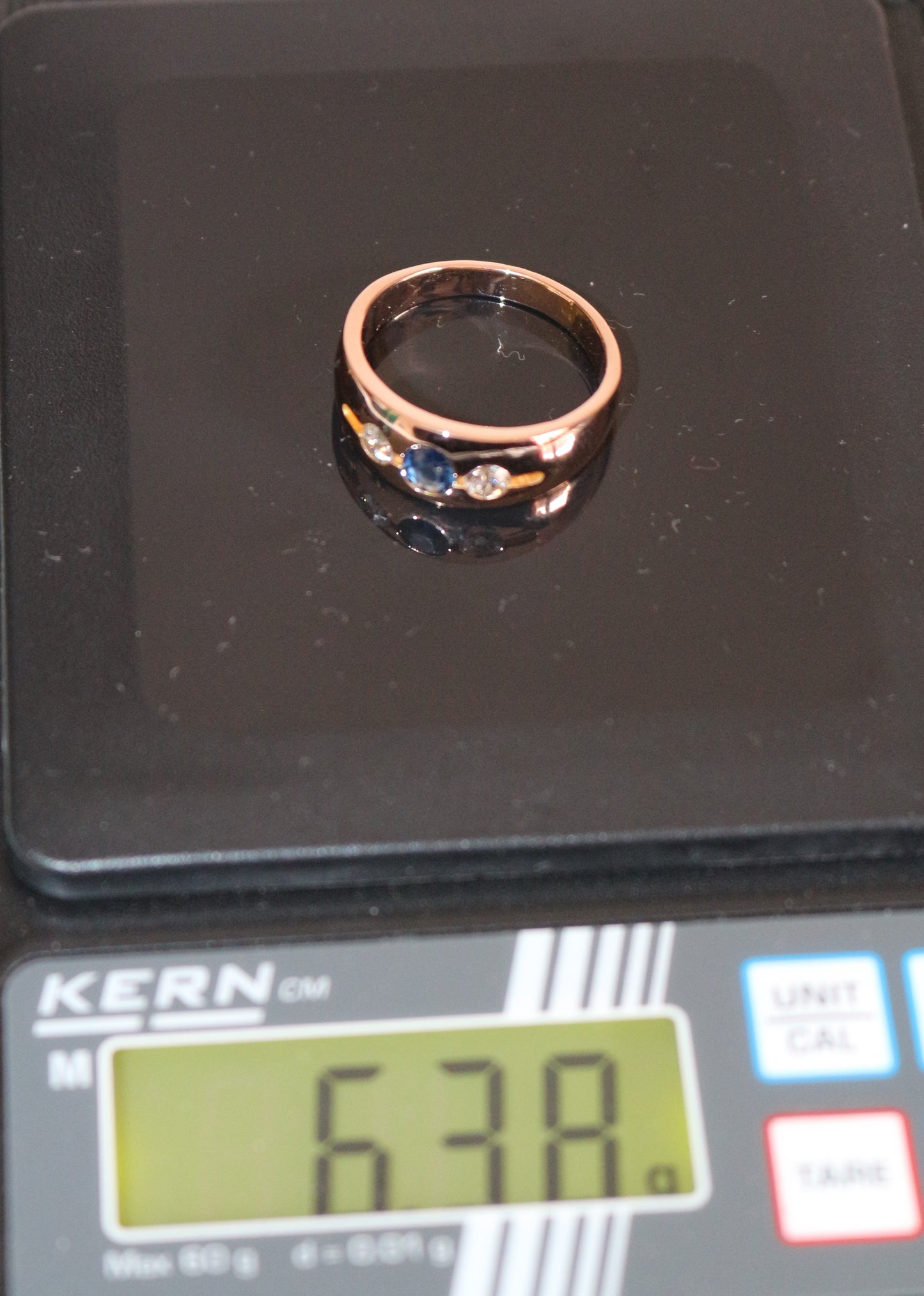 Bague Bandeau Or Rose Saphir Et Diamants