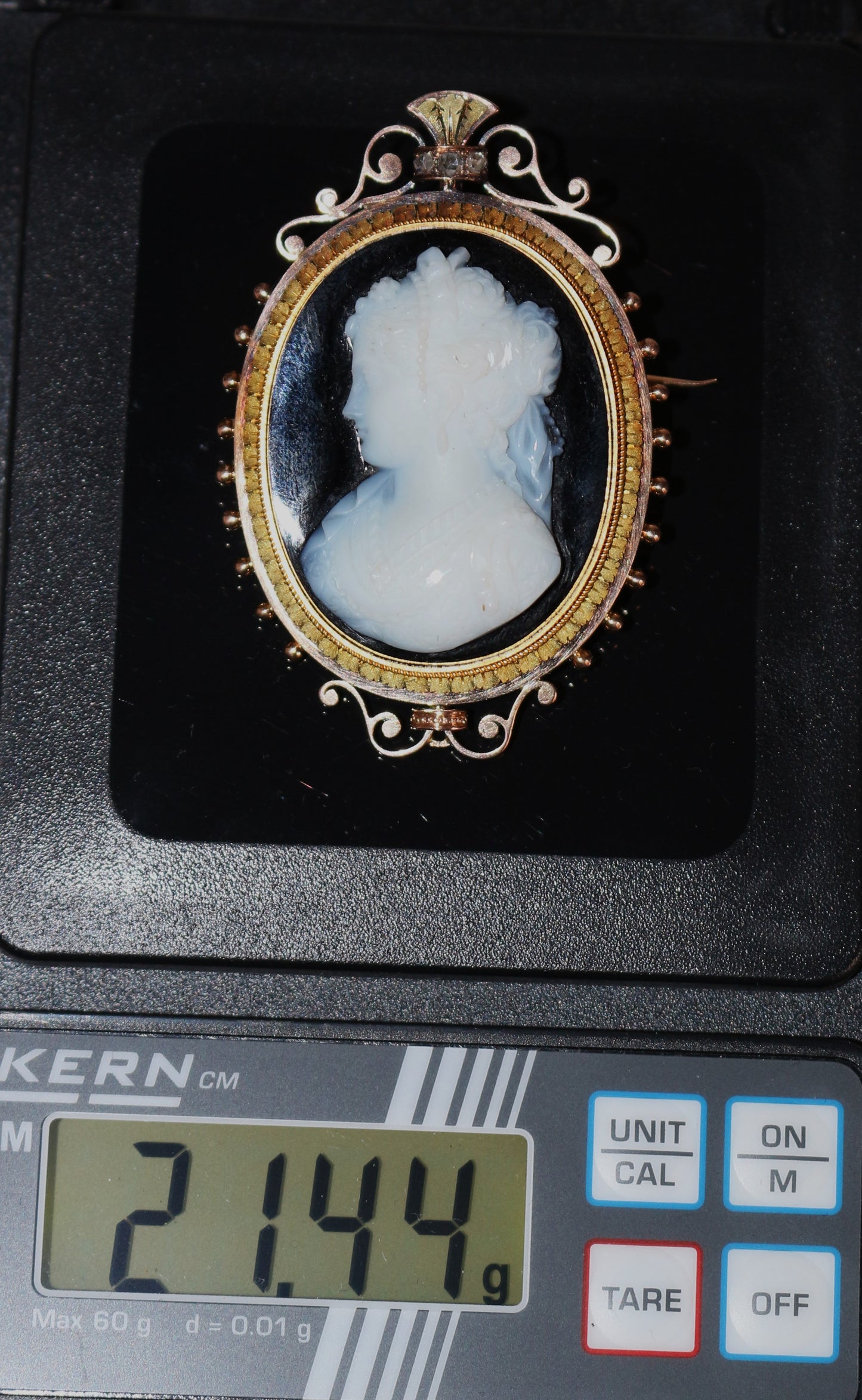 Broche Camée Sur Onyx Napoléon III