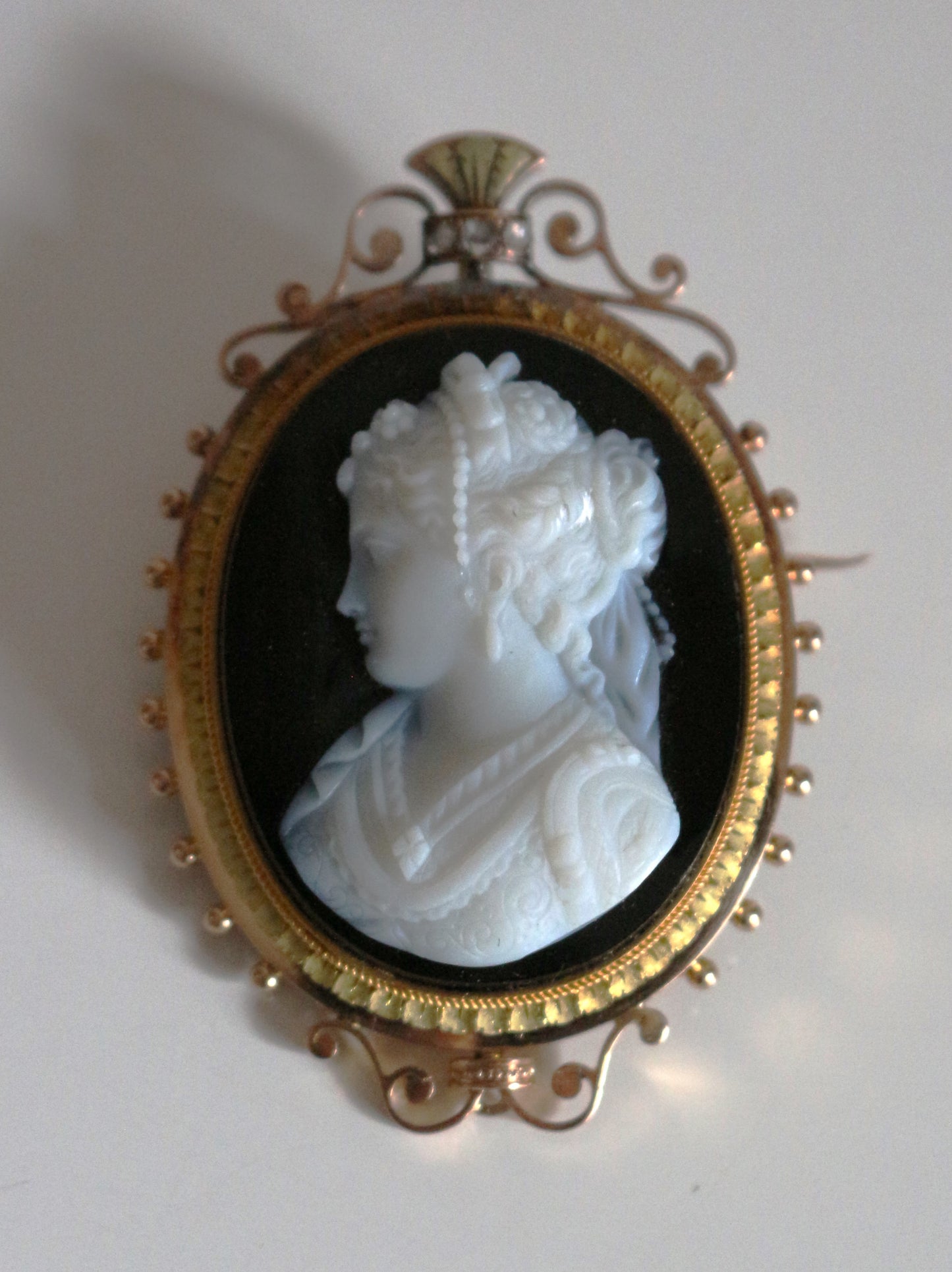 Broche Camée Sur Onyx Napoléon III