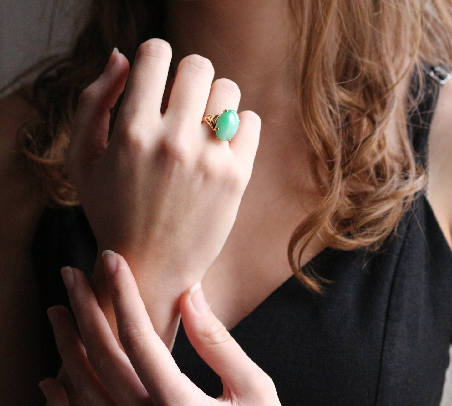 Bague Cabochon De Jade