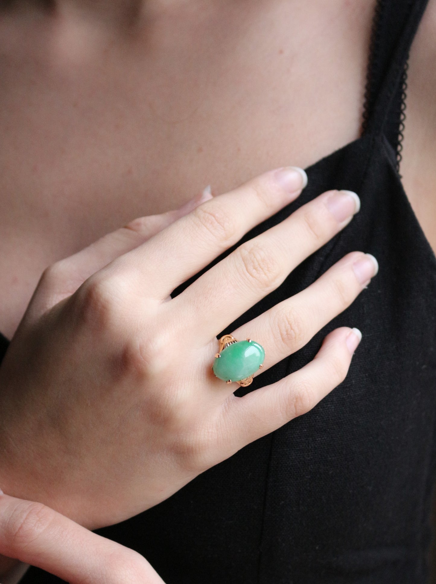 Bague Cabochon De Jade