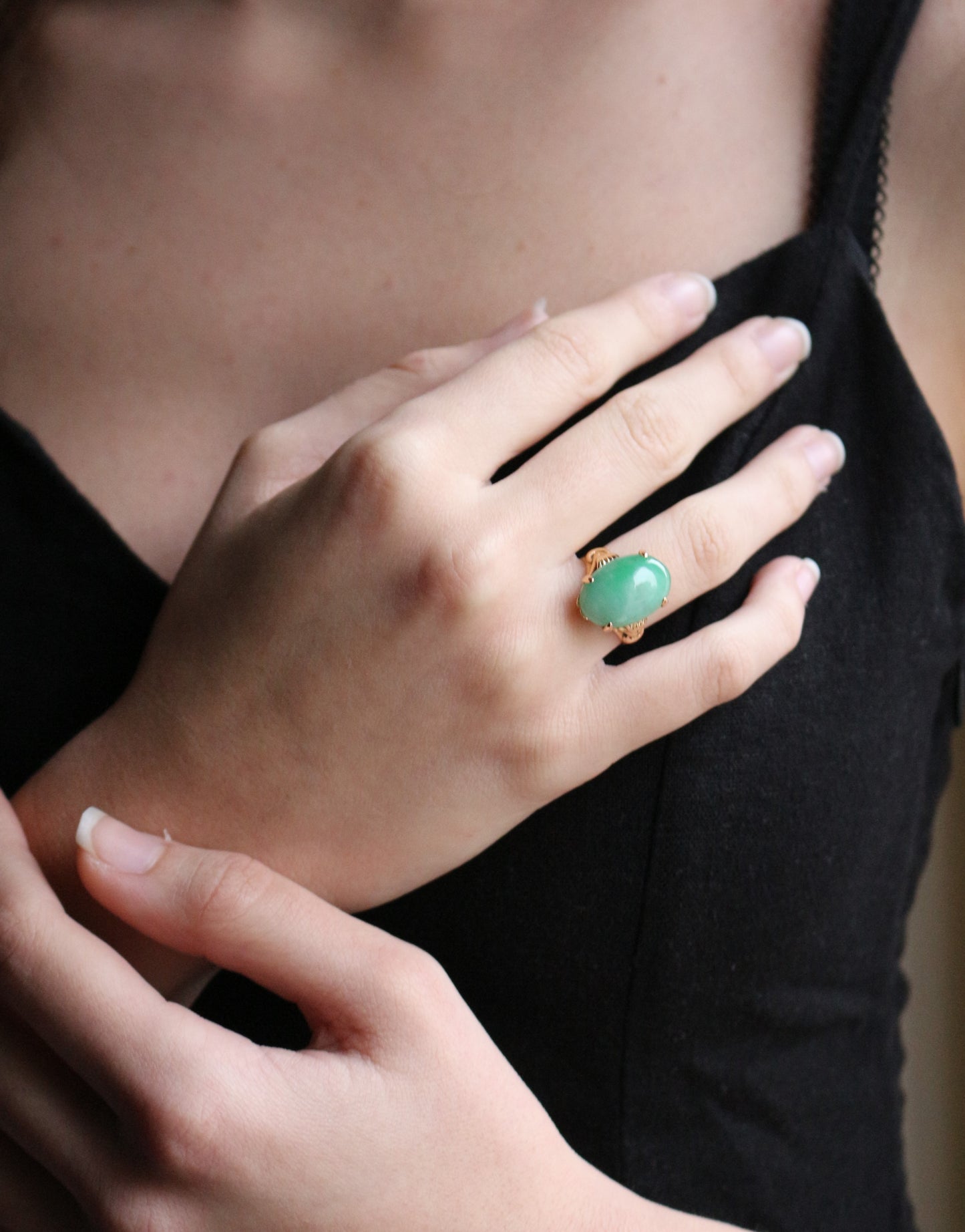 Bague Cabochon De Jade