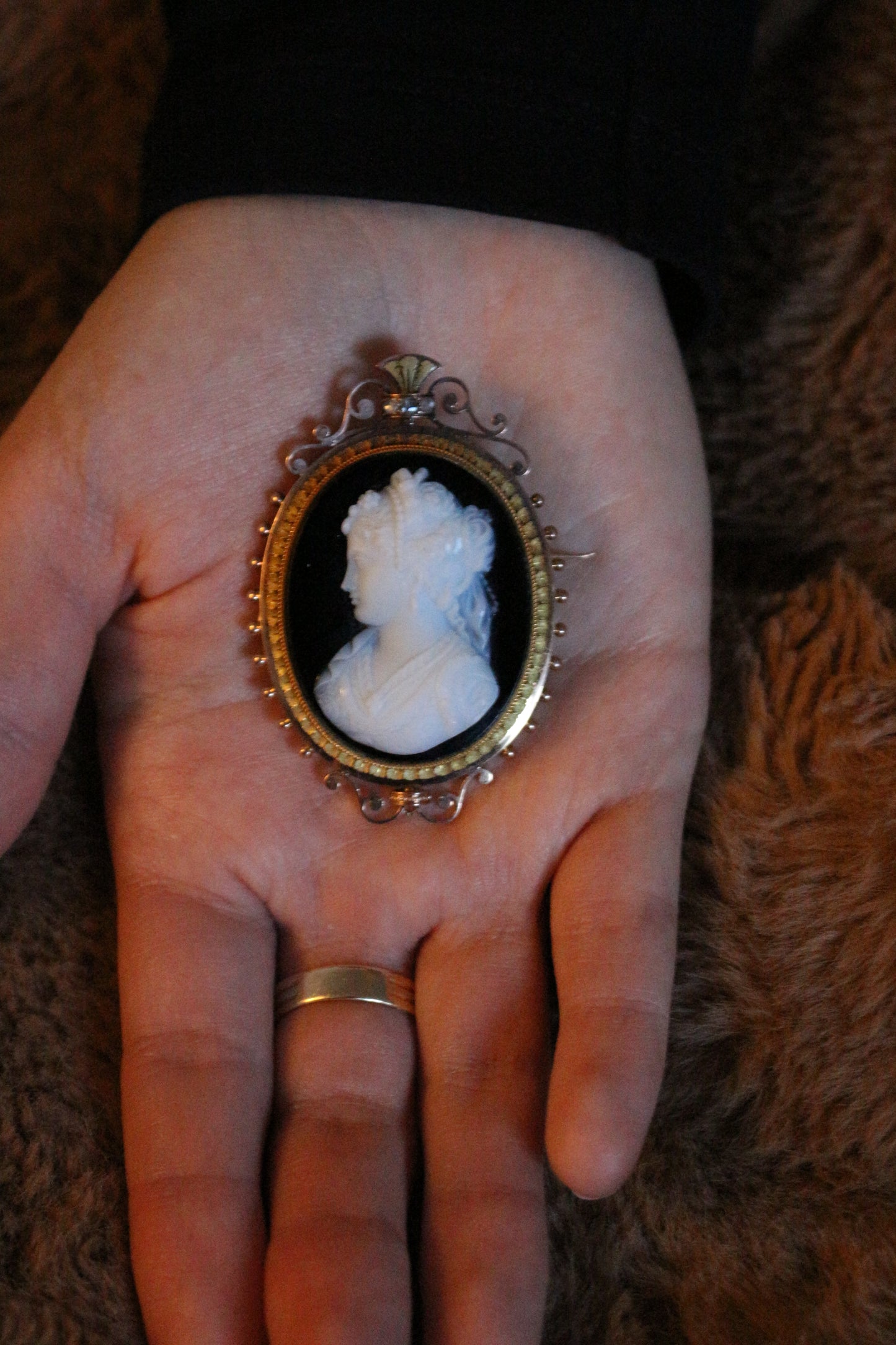 Broche Camée Sur Onyx Napoléon III