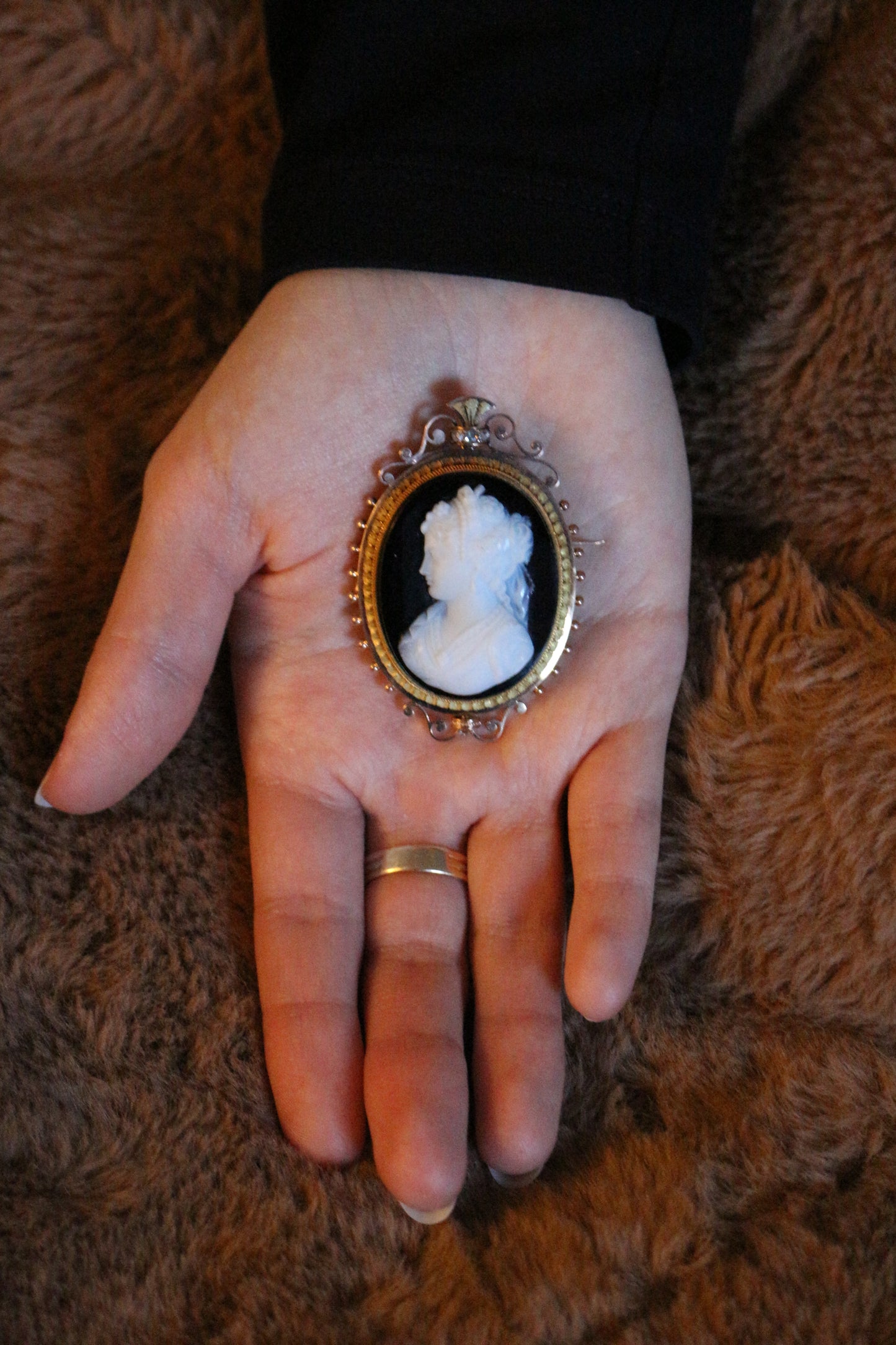 Broche Camée Sur Onyx Napoléon III