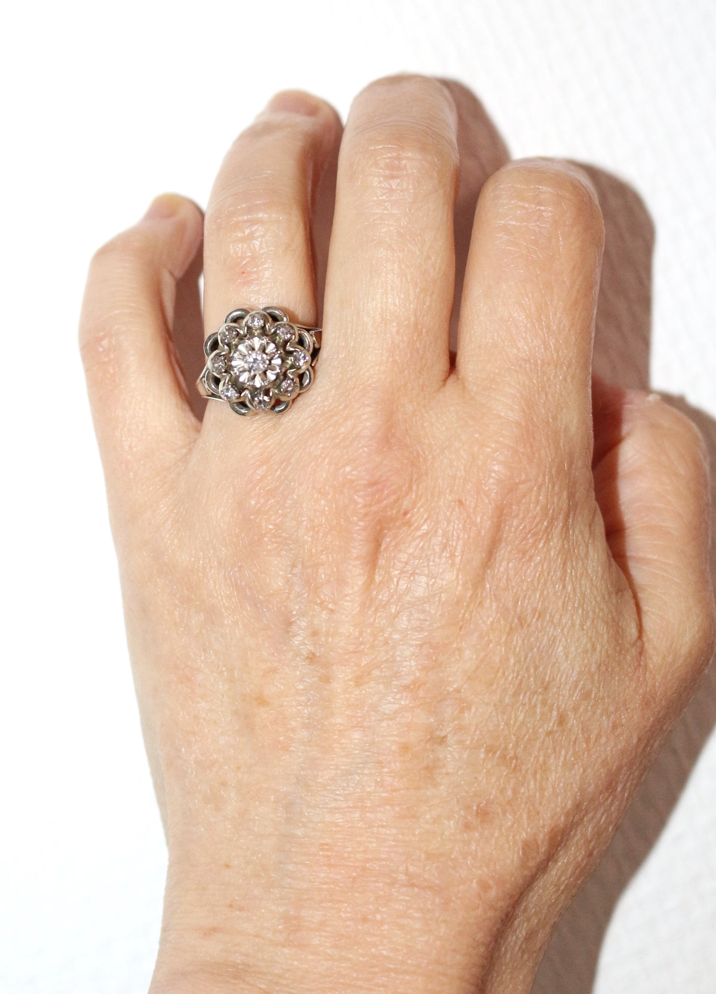 Bague marguerite Diamants Et Platine 1950