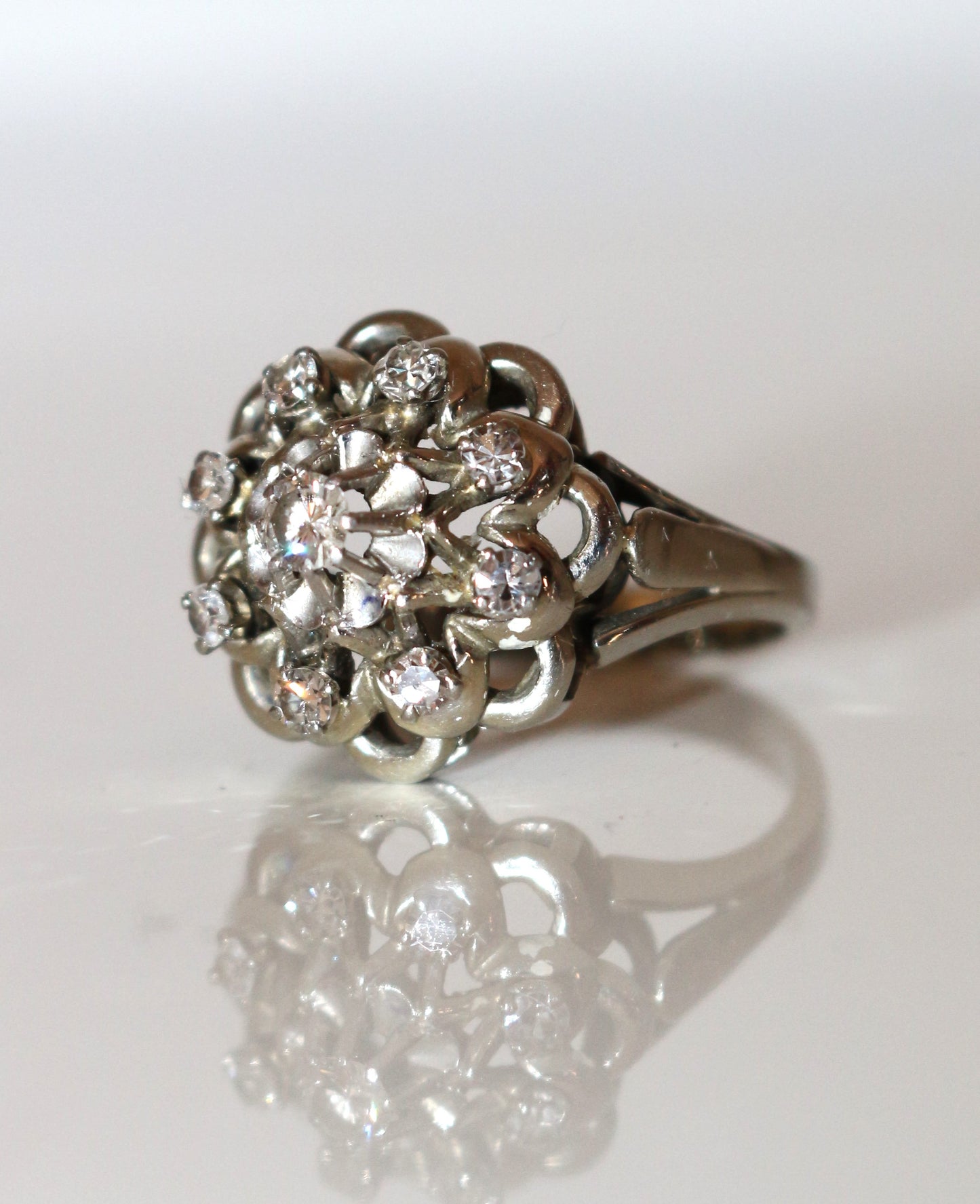 Bague marguerite Diamants Et Platine 1950