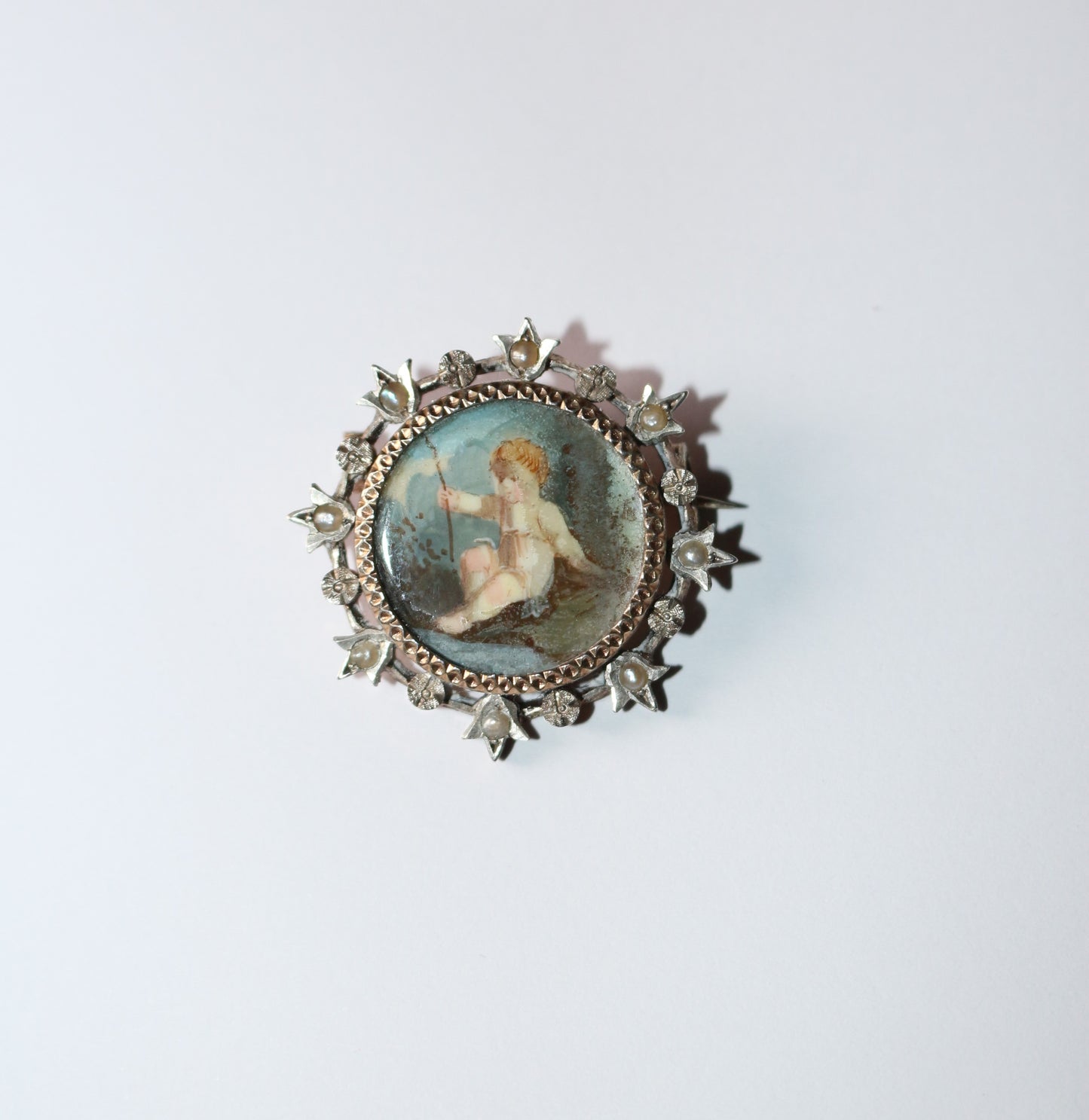 Broche Miniature XIXe argent