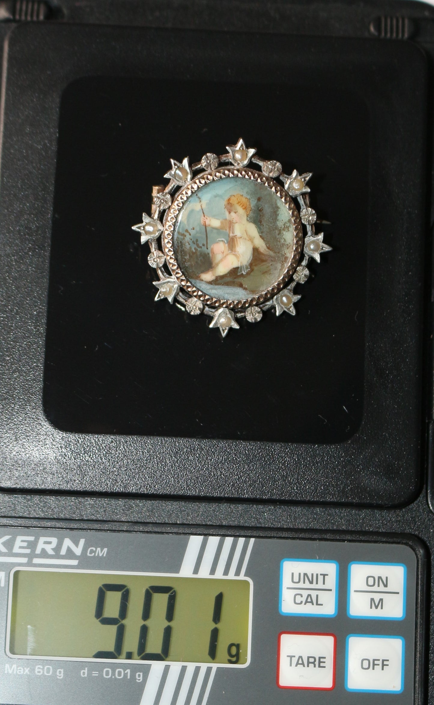 Broche Miniature XIXe argent
