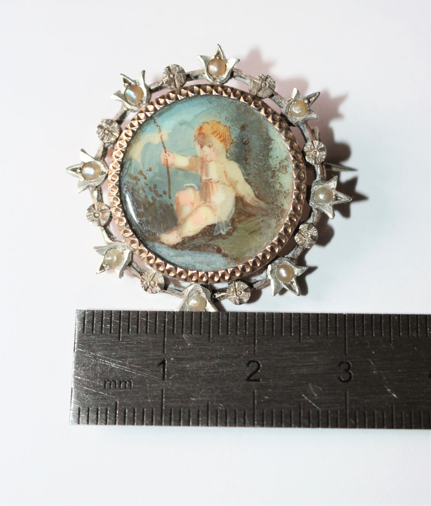 Broche Miniature XIXe argent