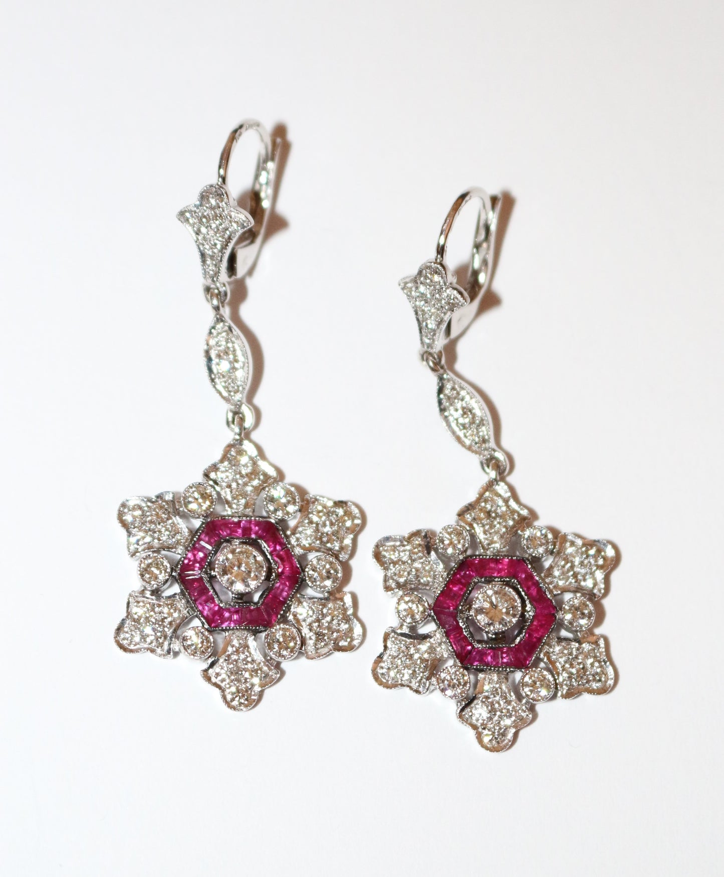 Pendants d'Oreilles Diamants & Rubis