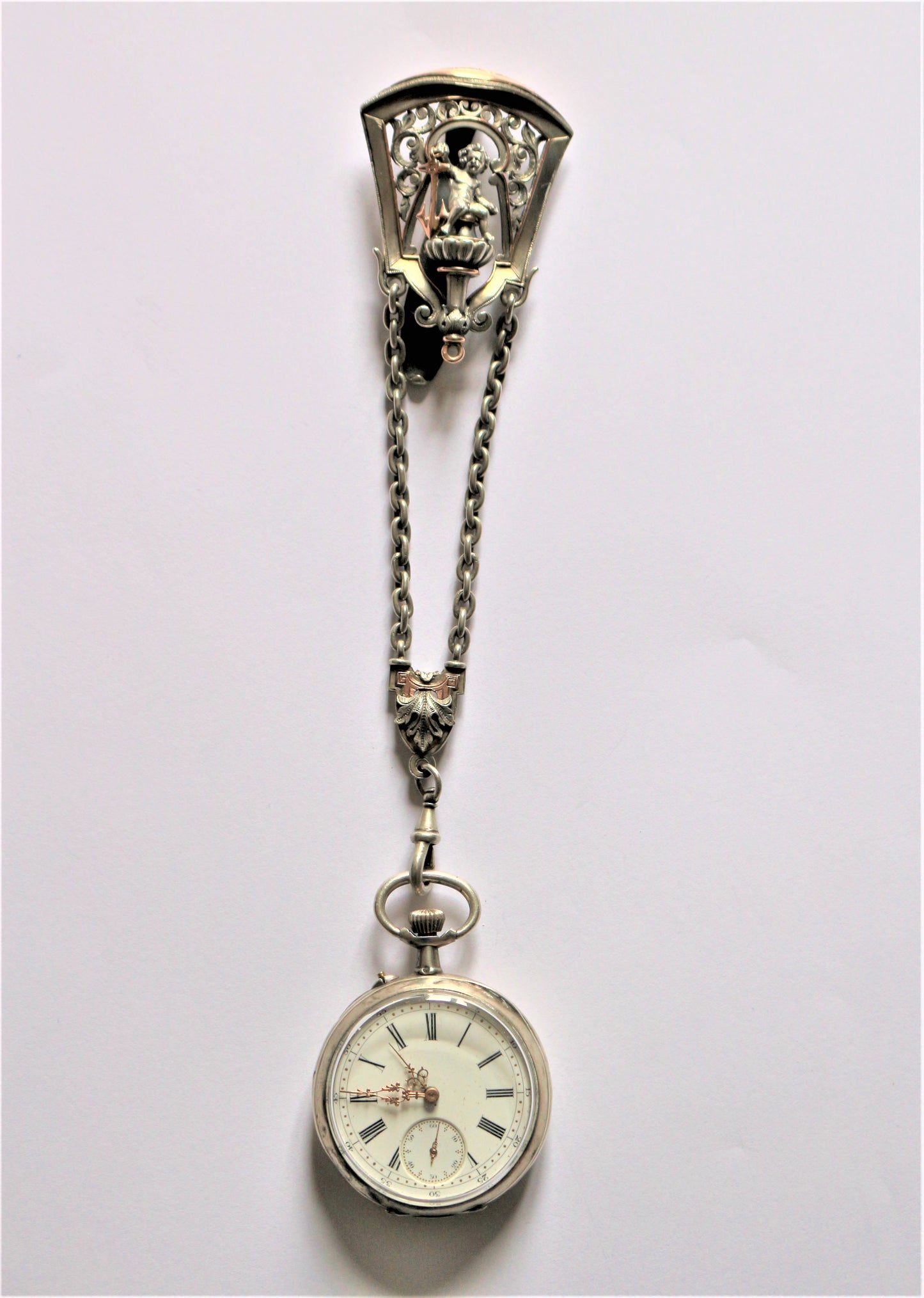 Châtelaine en argent 1860 Et Montre Gousset