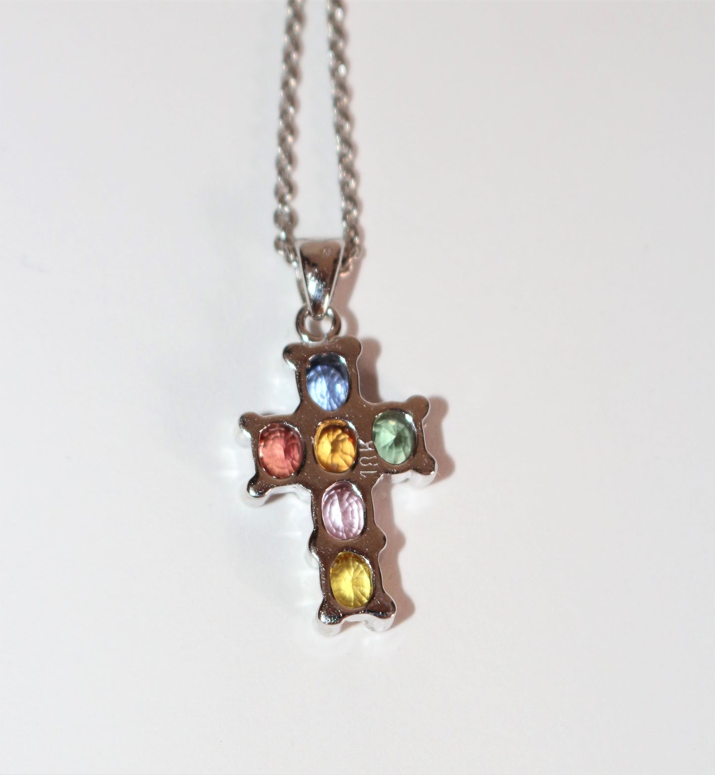 Collier Pendentif Croix multicolore
