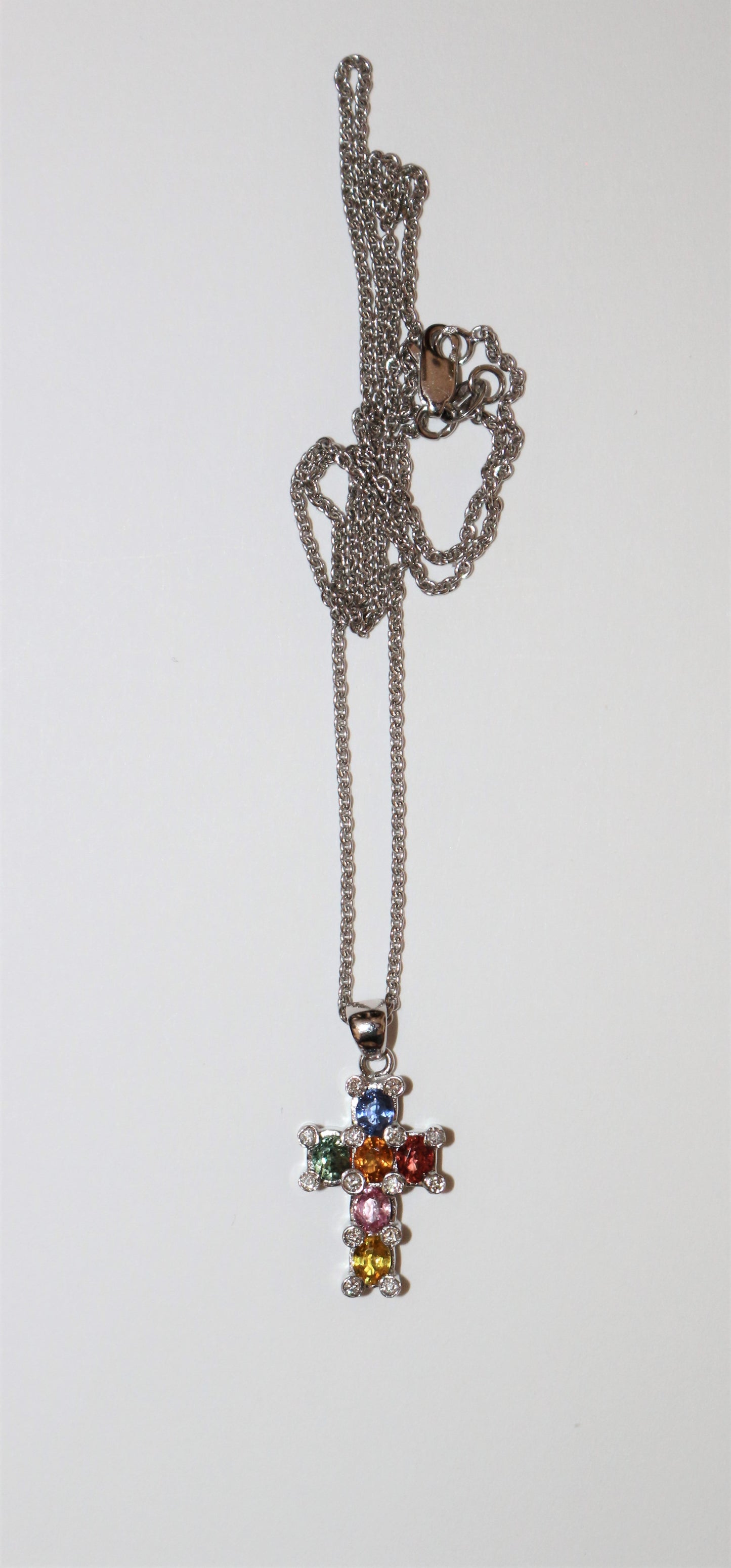 Collier Pendentif Croix multicolore
