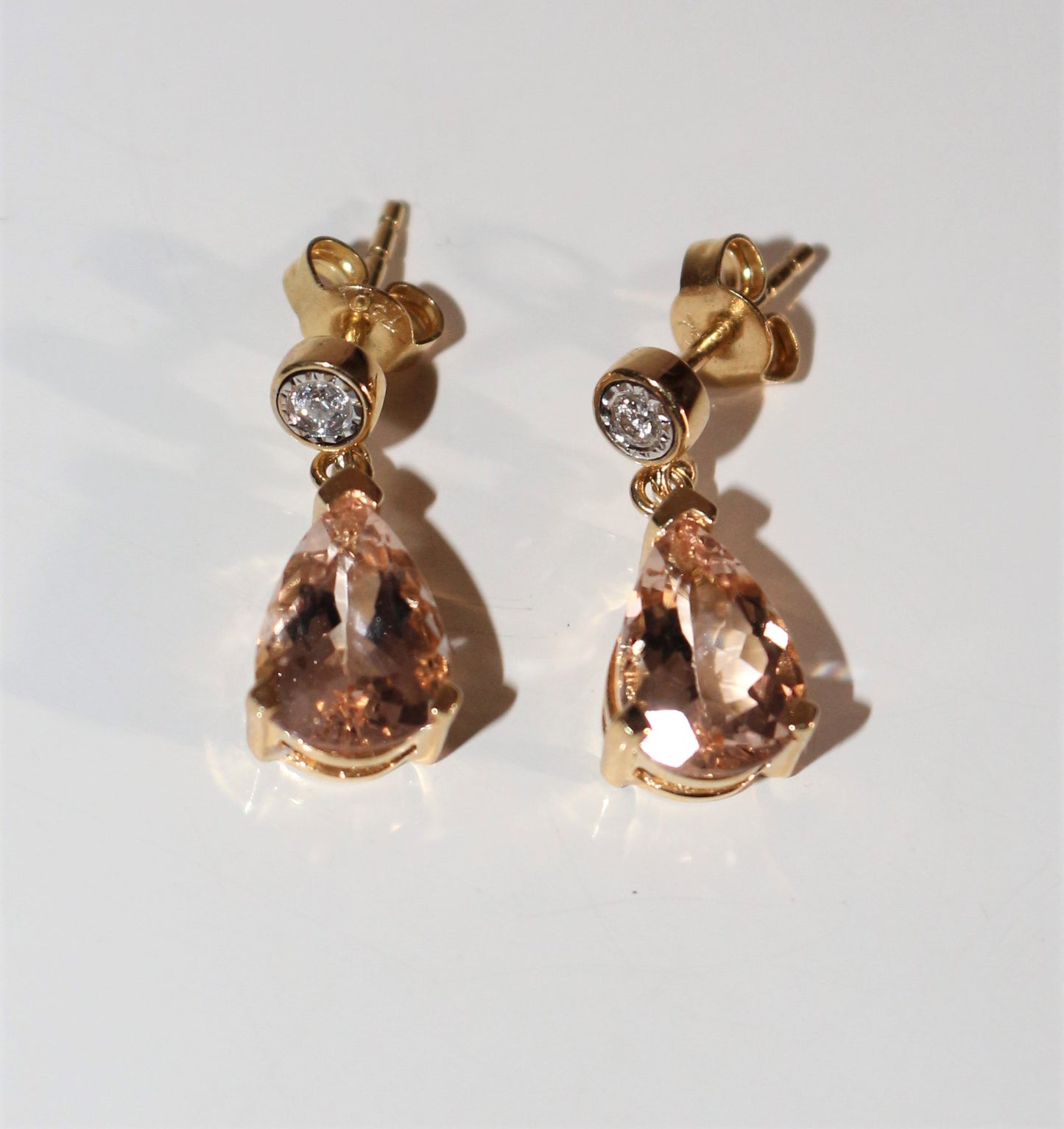Paire De Boucles d'Oreilles Morganites Et Diamants