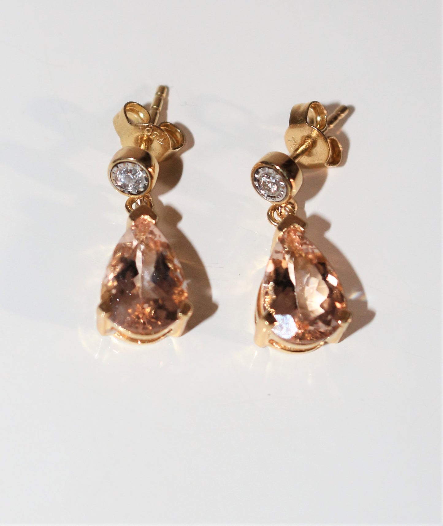 Paire De Boucles d'Oreilles Morganites Et Diamants
