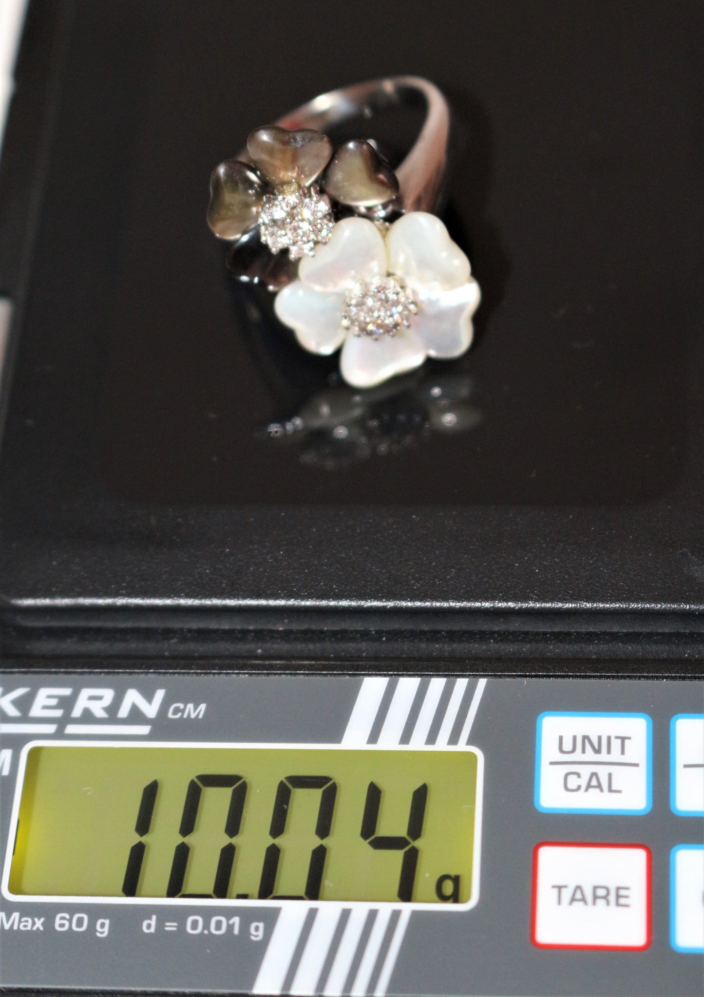 Bague Double Fleur nacre et diamants