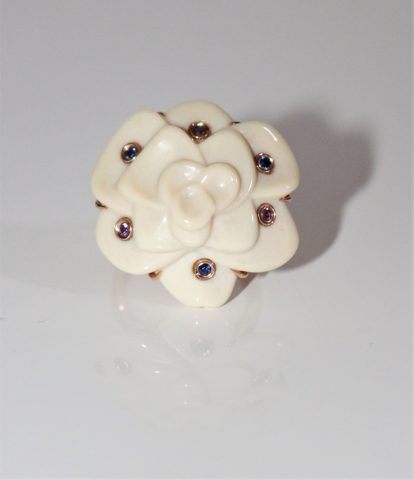 Bague Camélia Saphirs Et Améthystes