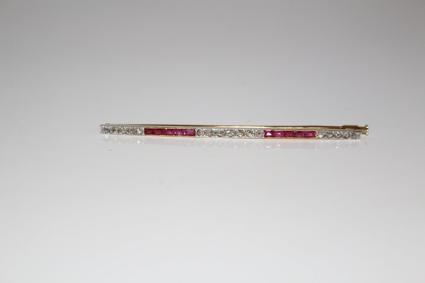 Broche-barrette Art Déco Rubis Et Diamants