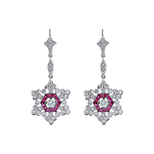 Pendants d'Oreilles Diamants & Rubis