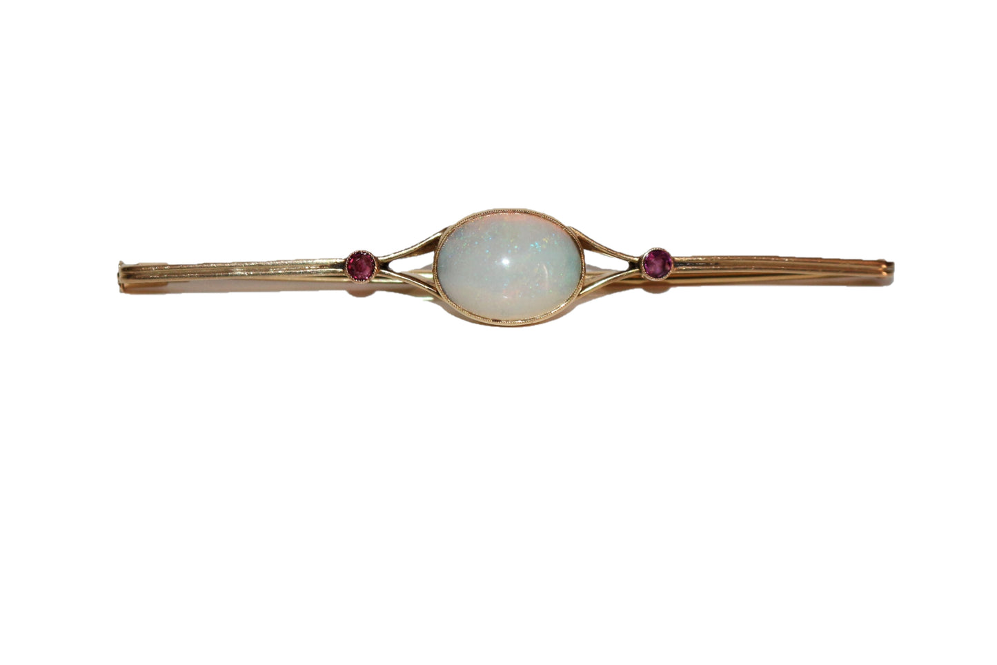 Broche barrette Opale Et Rubis Art Déco