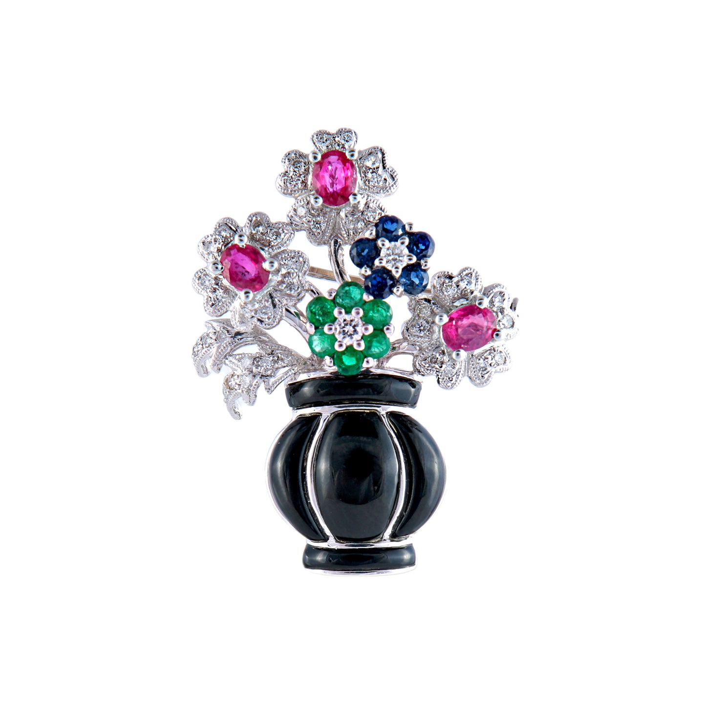 Broche-pendentif Panier De Fleurs