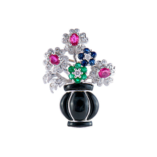 Broche-pendentif Panier De Fleurs
