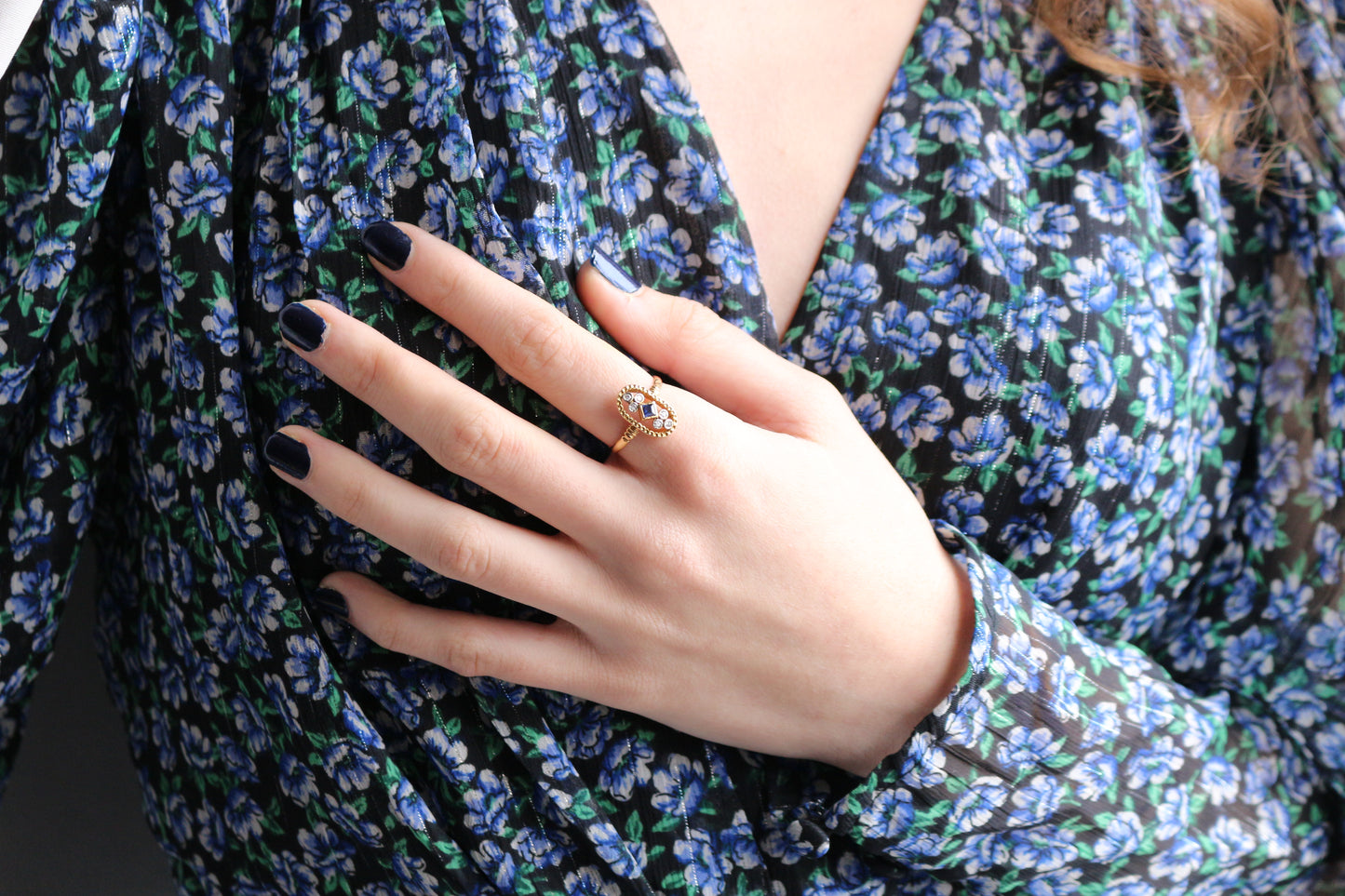 Bague Ovale Ajouré Saphir