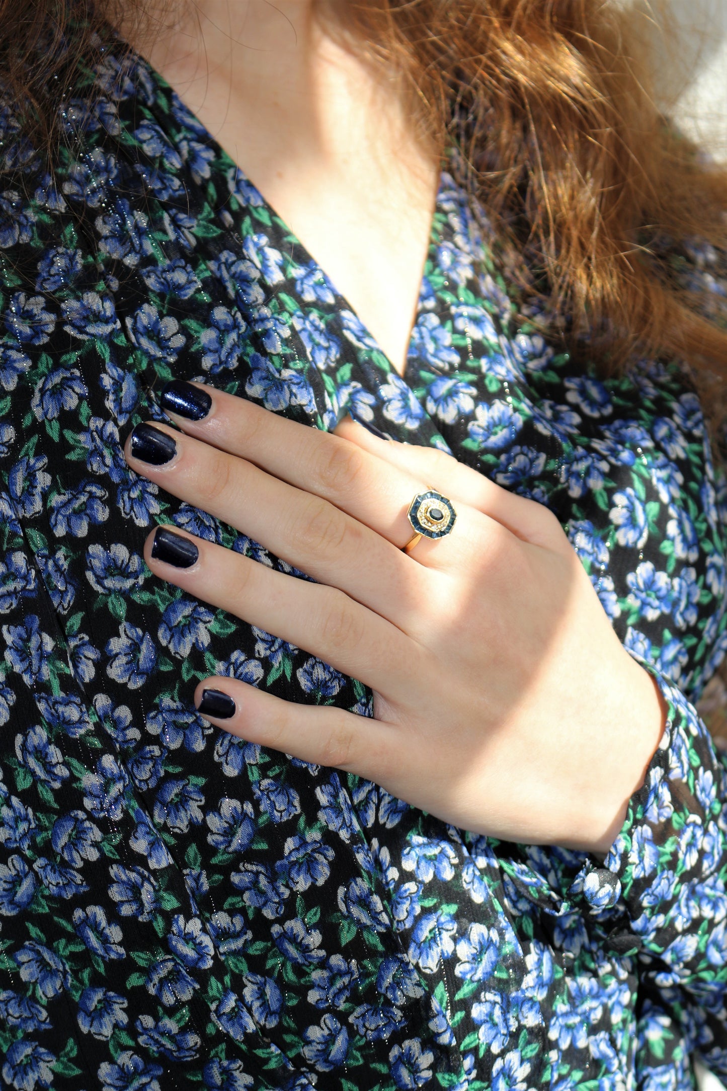 Bague Style Art Déco Saphirs