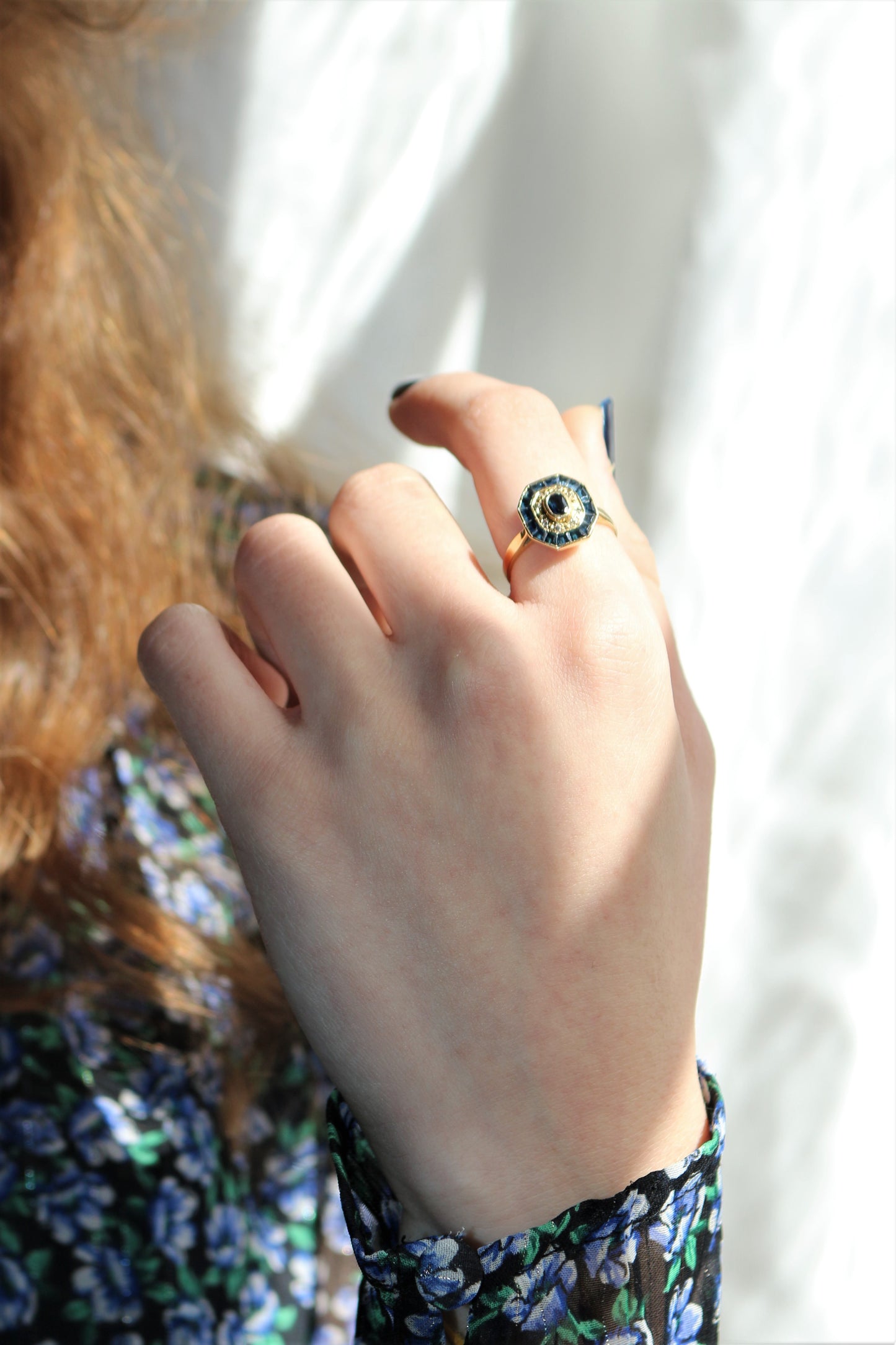 Bague Style Art Déco Saphirs