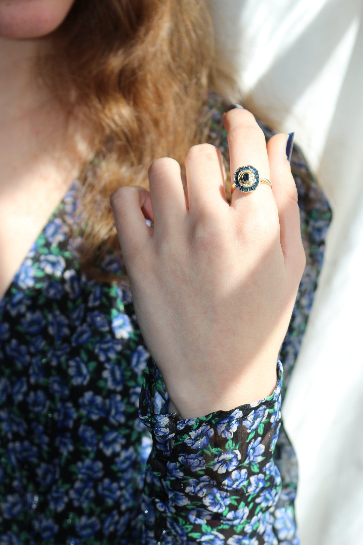 Bague Style Art Déco Saphirs