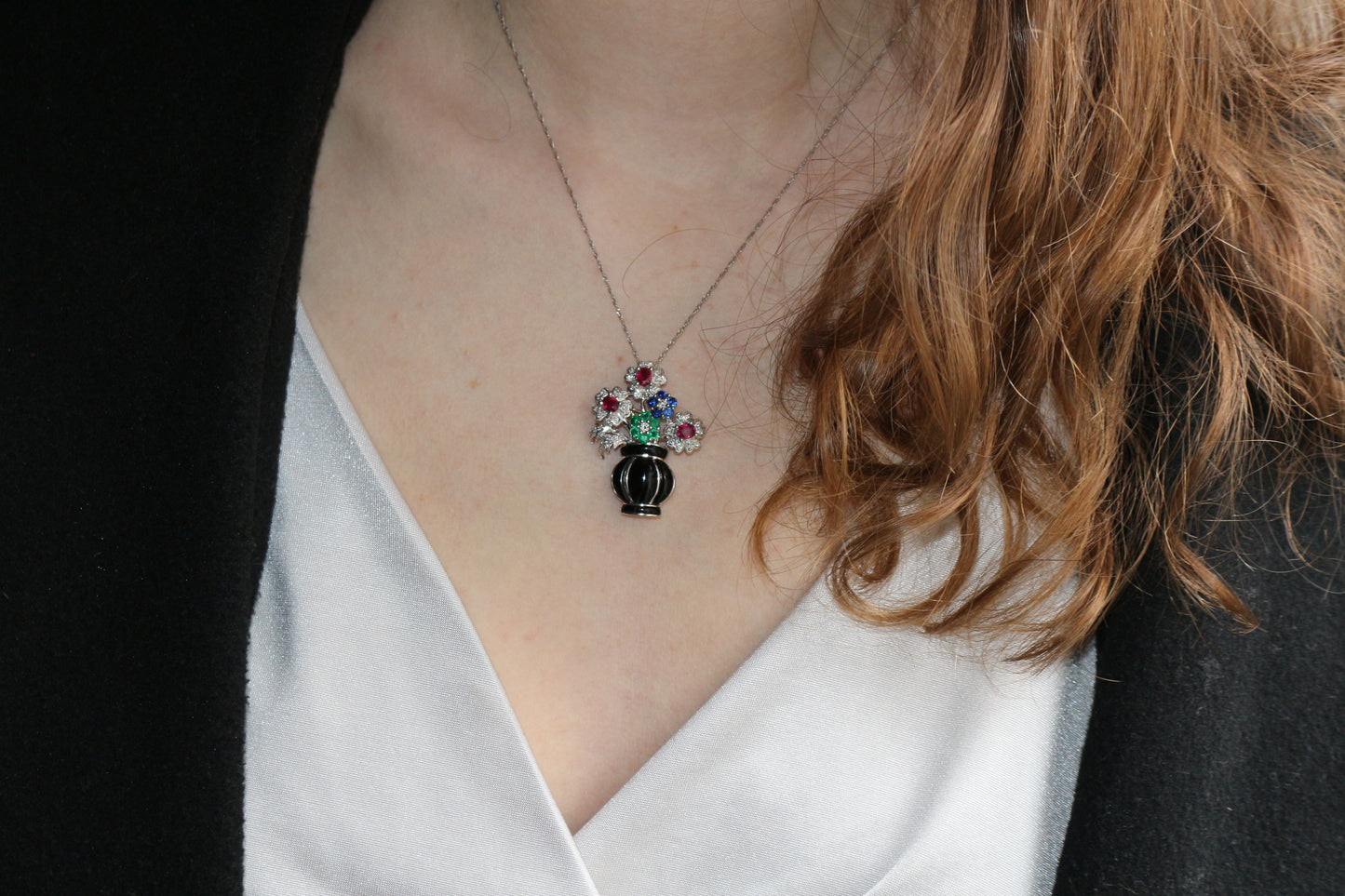 Broche-pendentif Panier De Fleurs