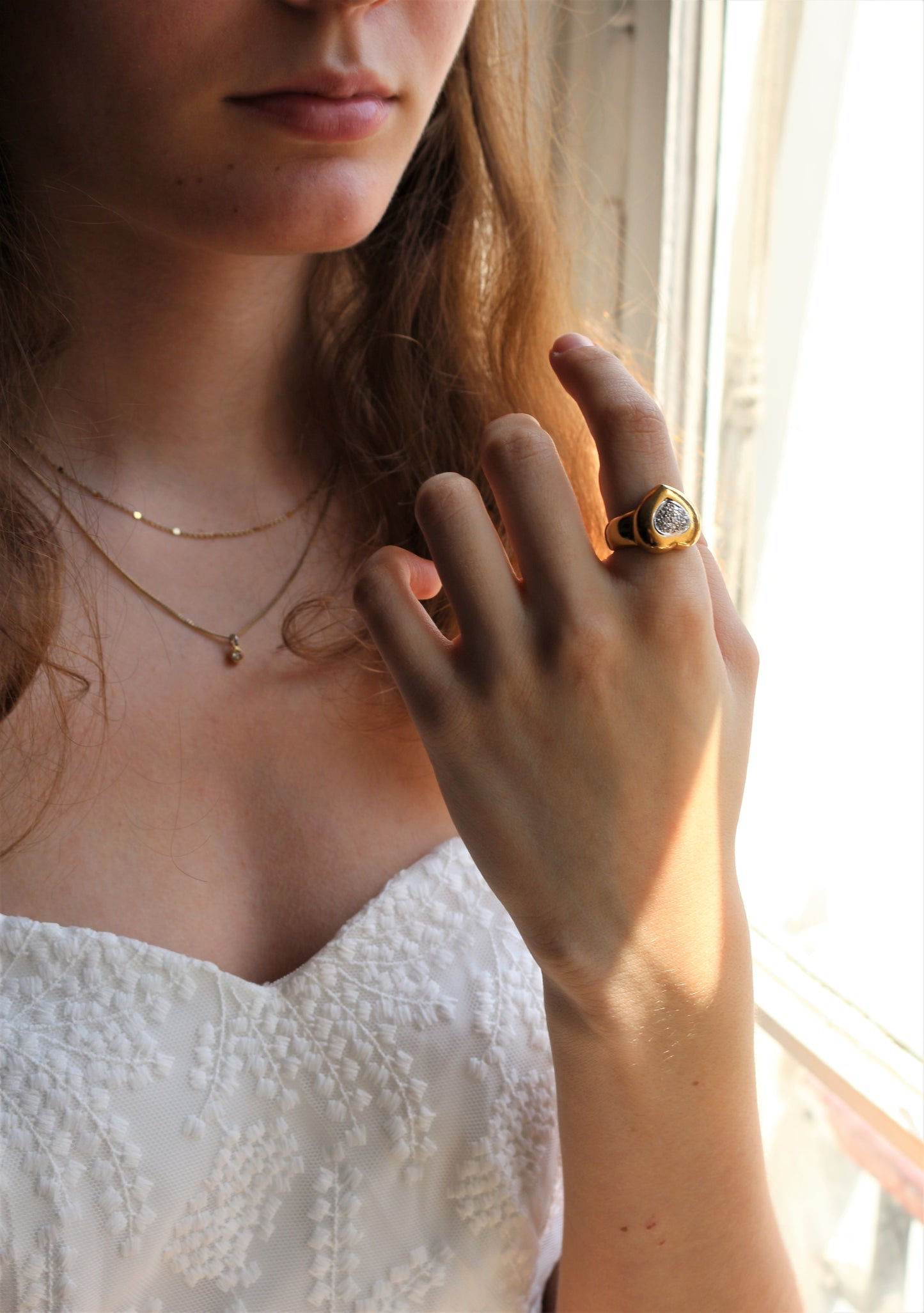 Bague Coeur Pavage Diamants