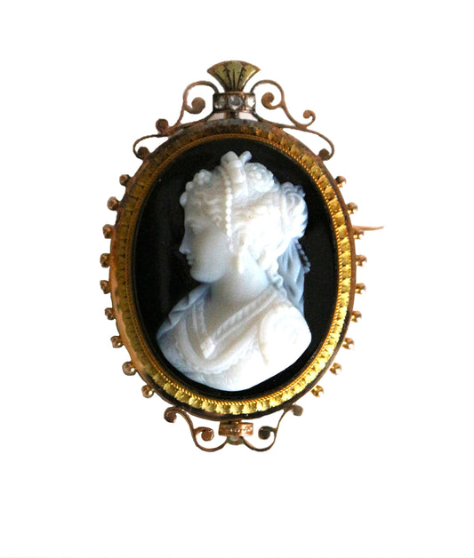 Broche Camée Sur Onyx Napoléon III