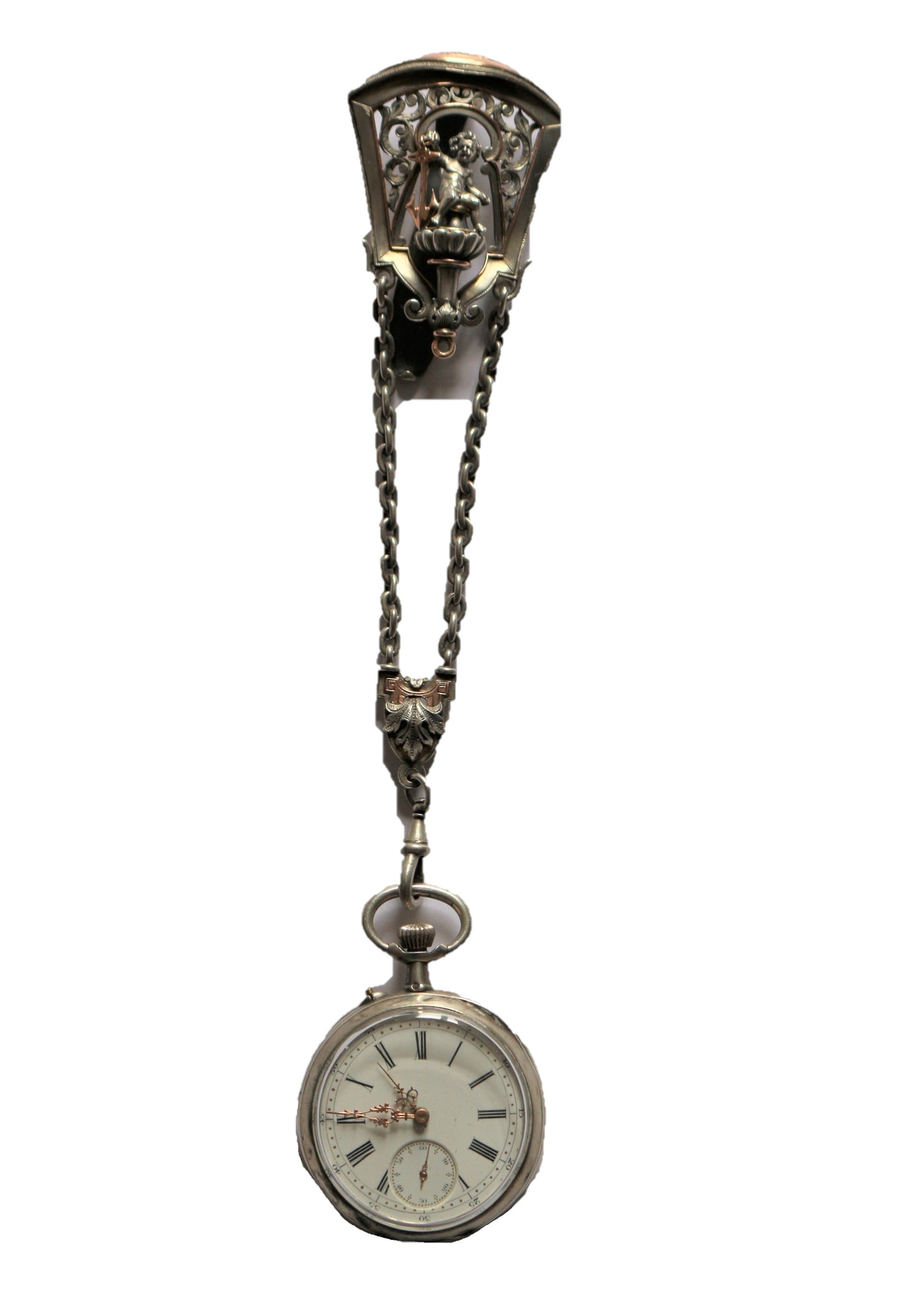 Châtelaine en argent 1860 Et Montre Gousset