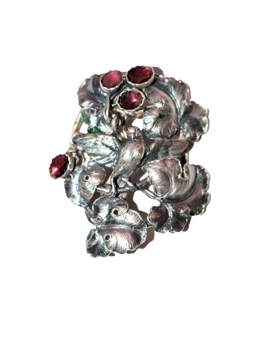 Broche En Argent Et Grenats