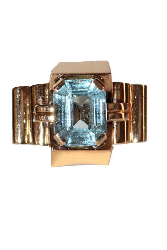 Bague Tank Aigue-marine