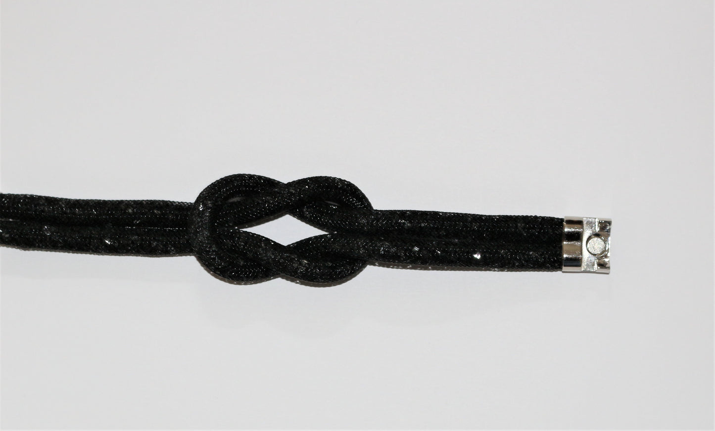 Bracelet Swarovski noir Stardust Knot plaqué rhodium
