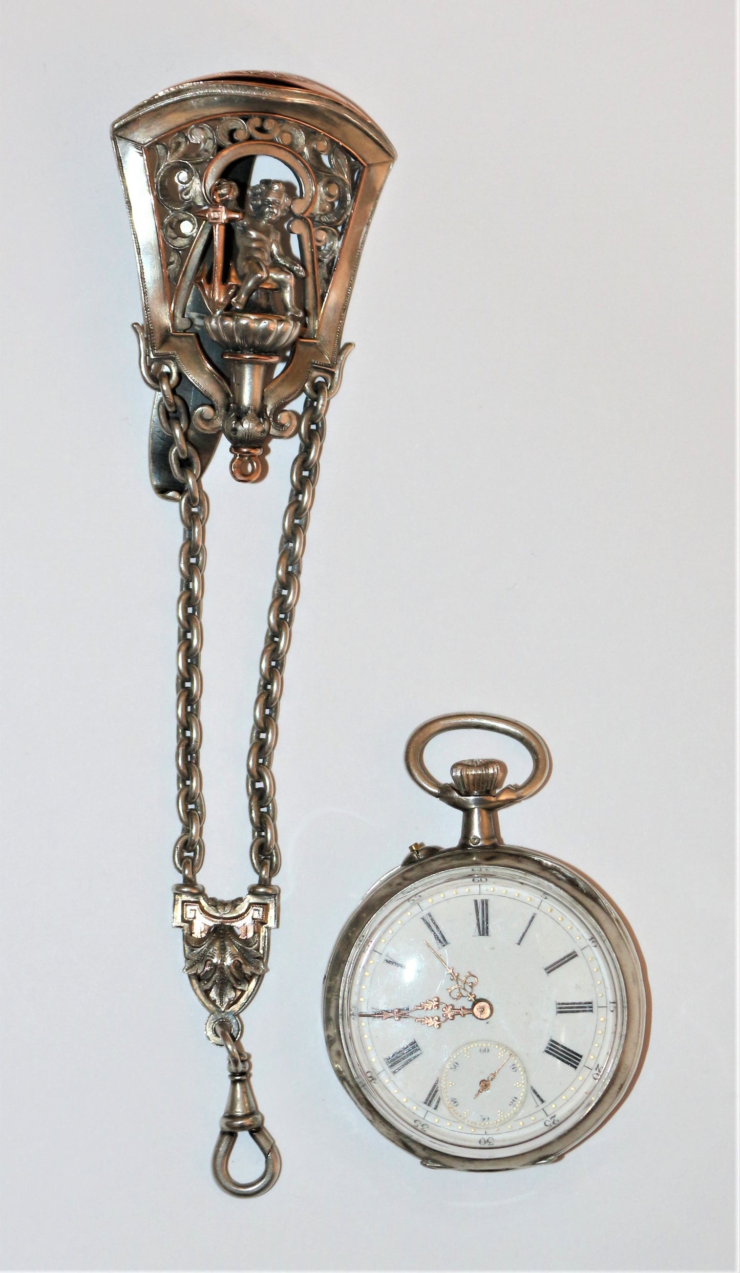Châtelaine en argent 1860 Et Montre Gousset