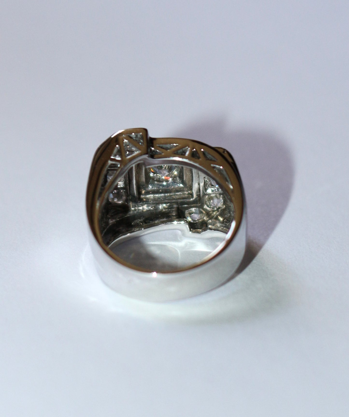 Bague Chevalière Art Déco Or Platine Diamants